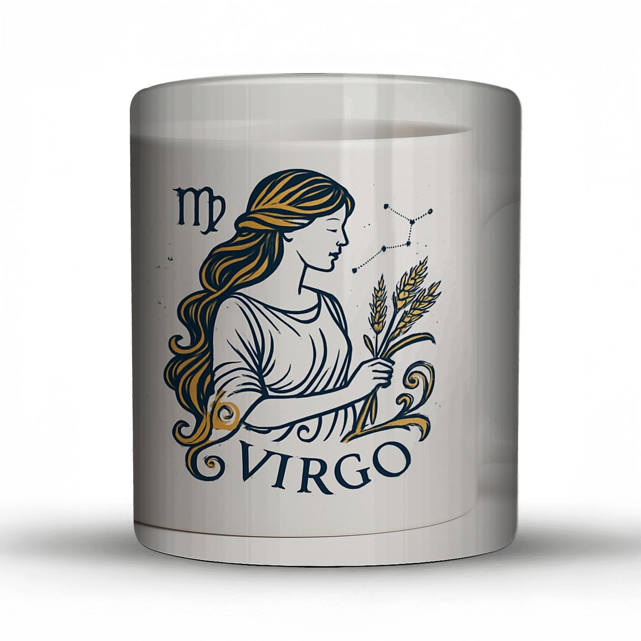 Virgo Gold Foil Maiden Constellation Emblem ceramic coffee mugs