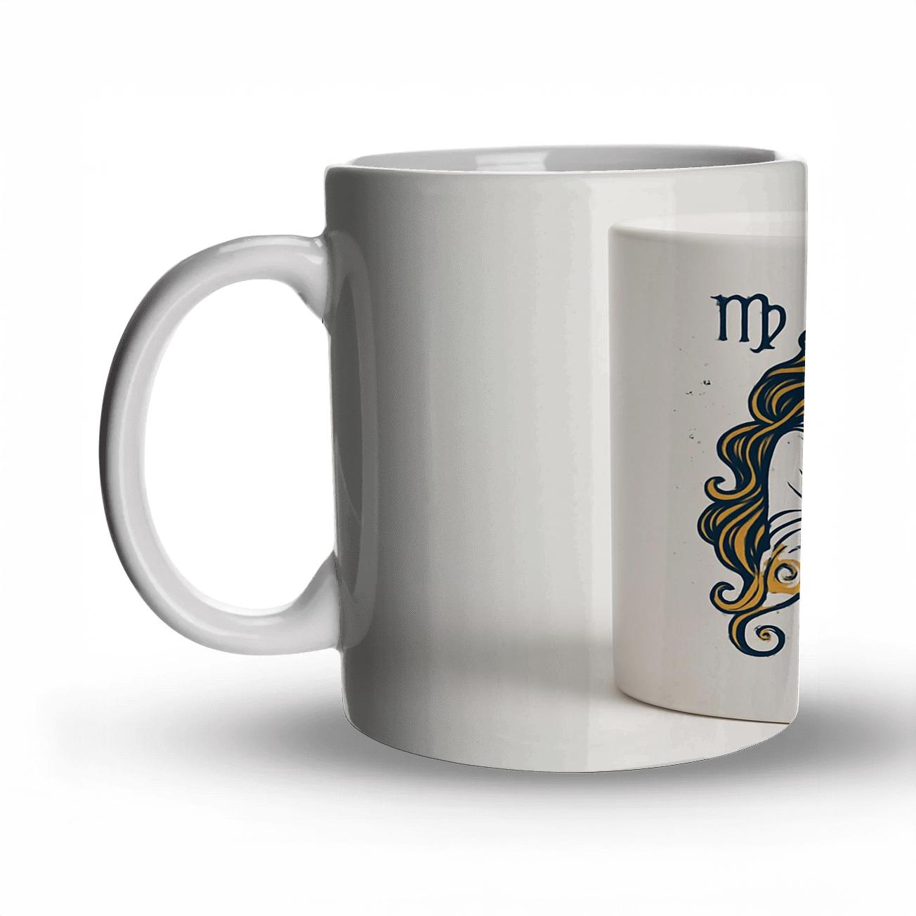 Virgo Gold Foil Maiden Constellation Emblem ceramic coffee mugs
