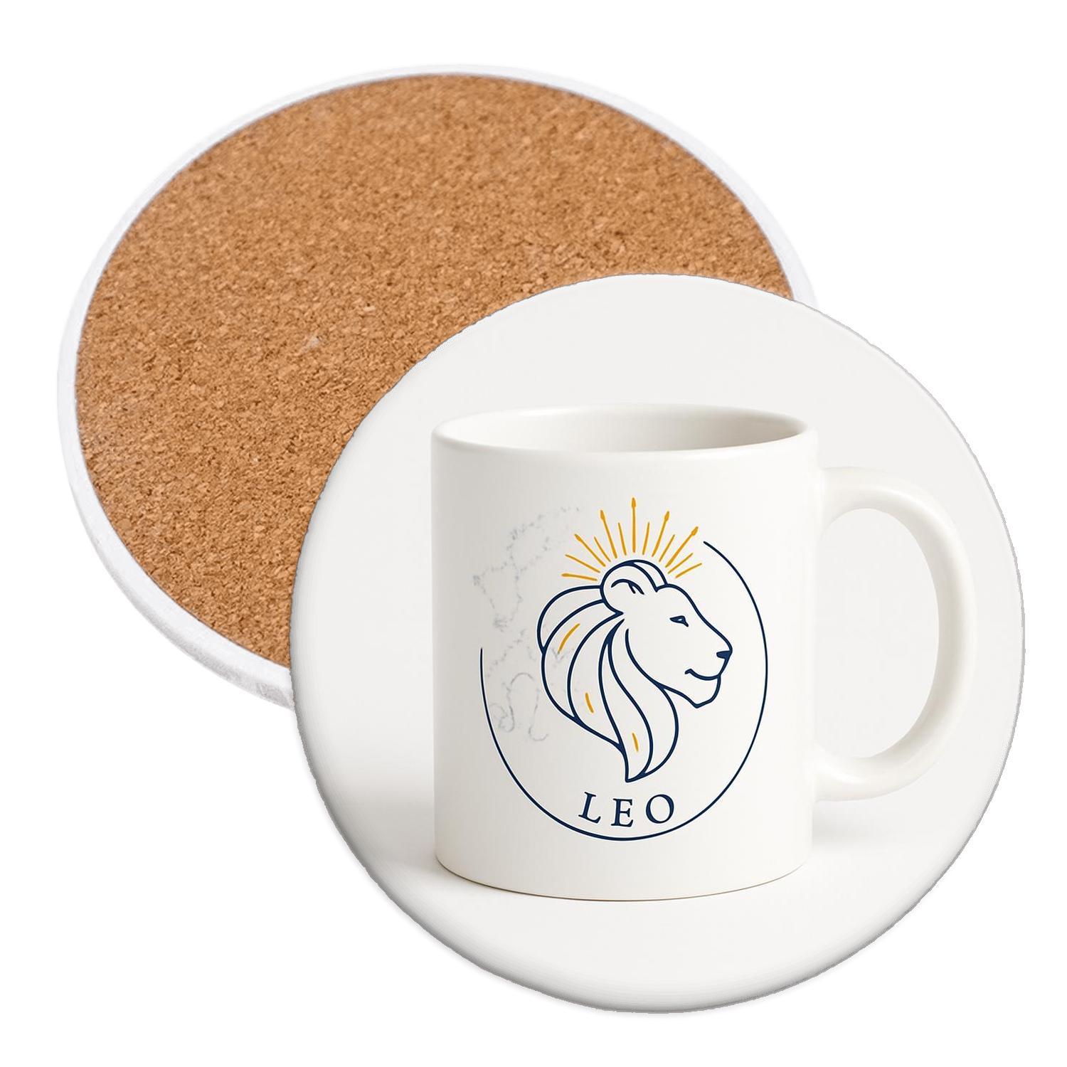 Leo Art Nouveau Constellation Seal cork coaster sets