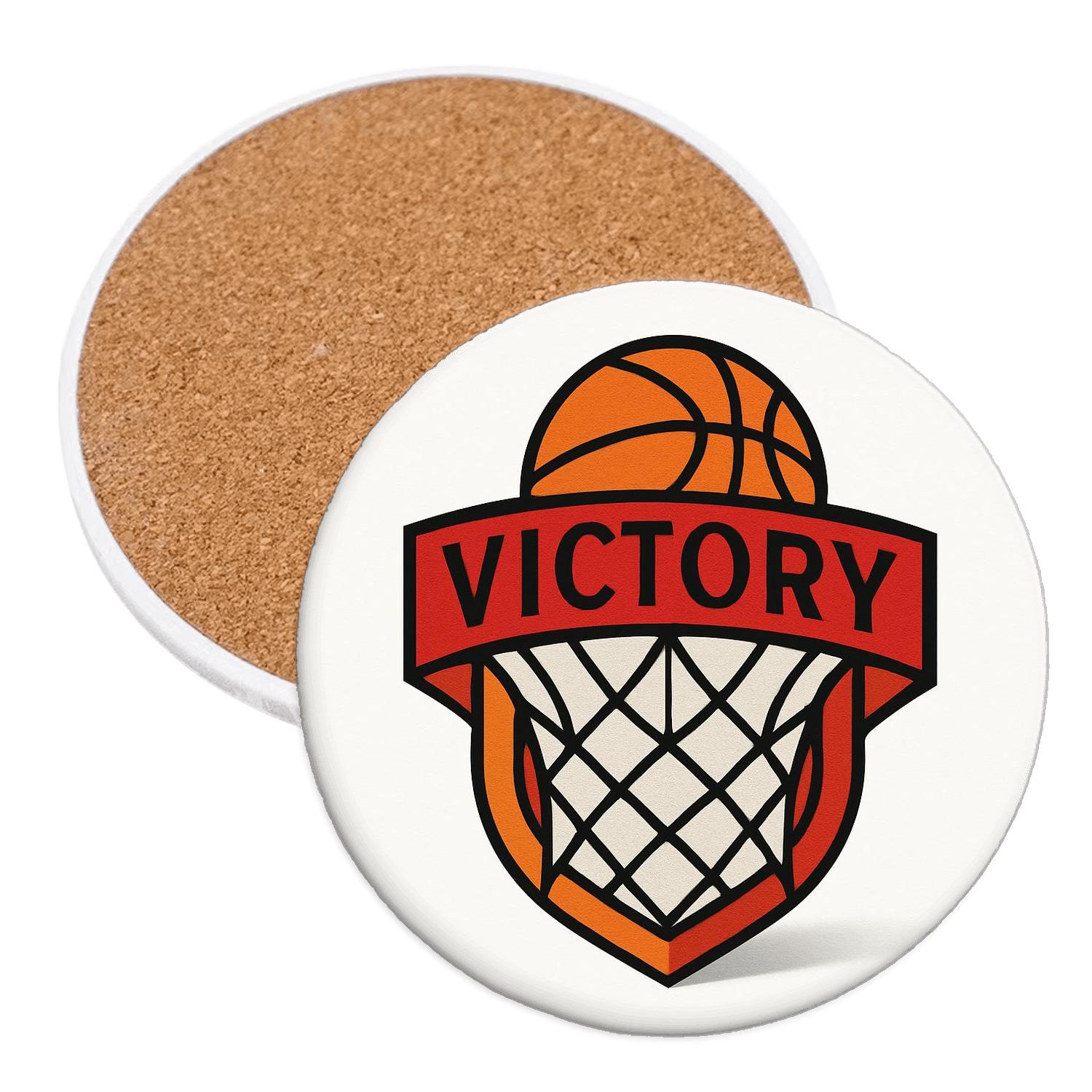 Art Deco Basketball Net Victory Crest custom engraved coasters