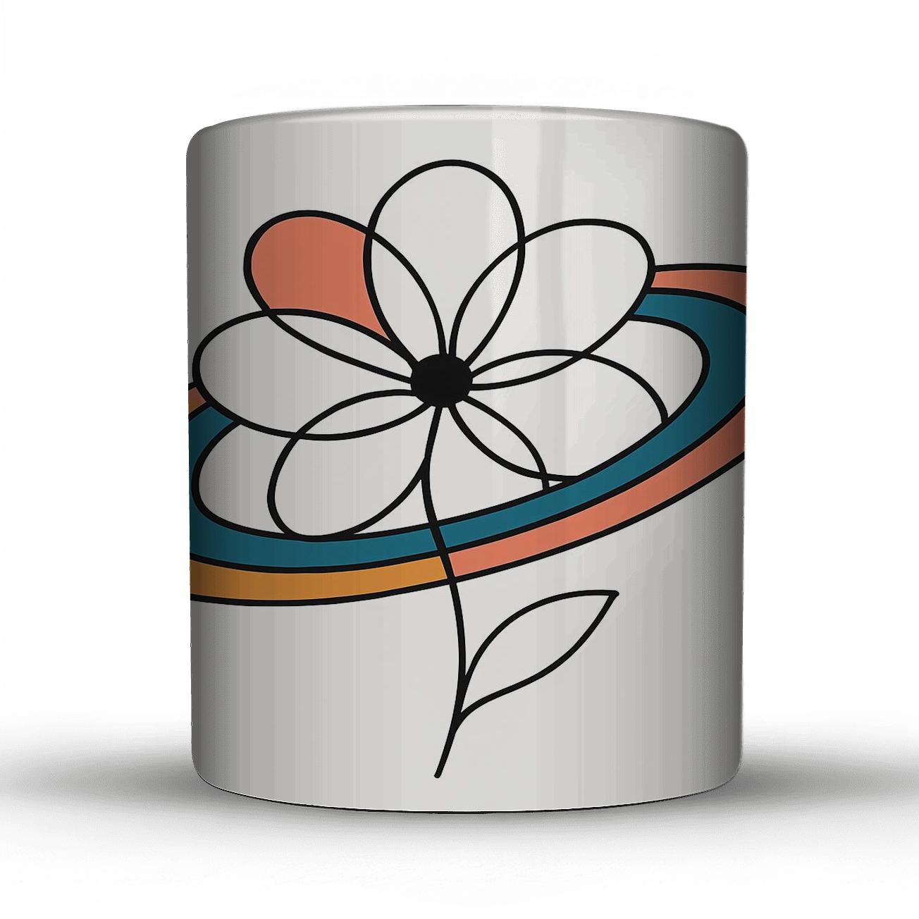 Orbital Bloom Line Art personalized mugs