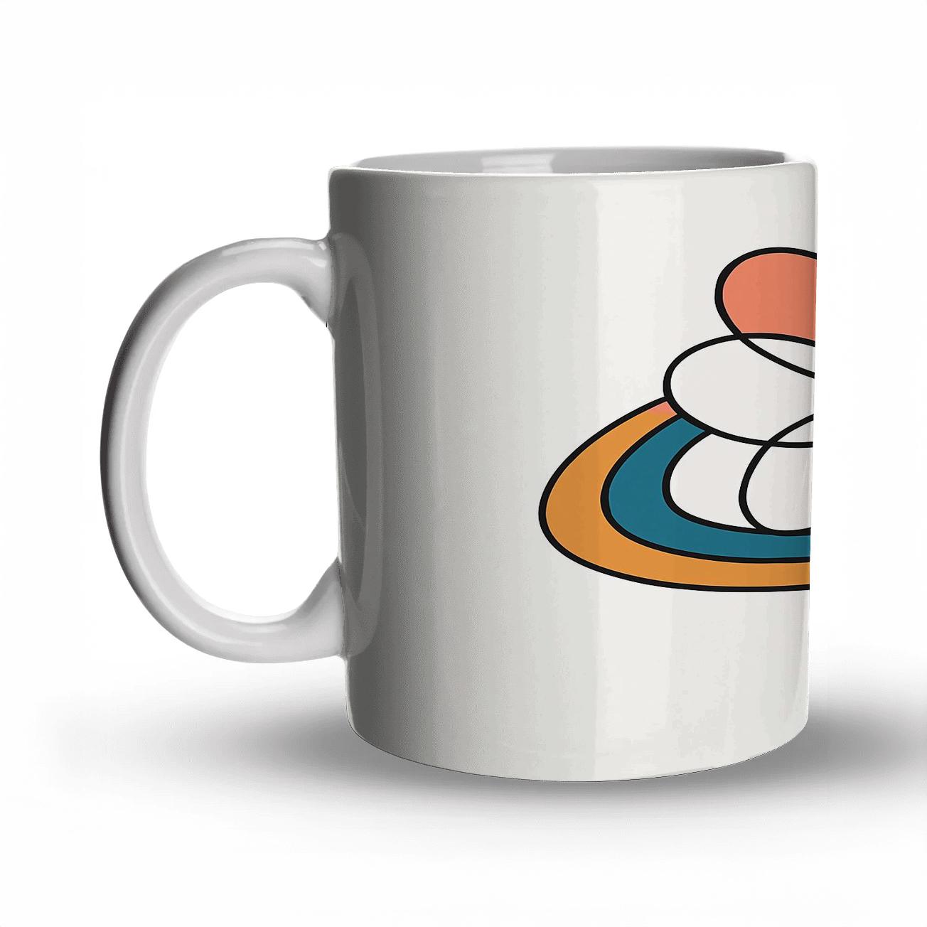 Orbital Bloom Line Art personalized mugs