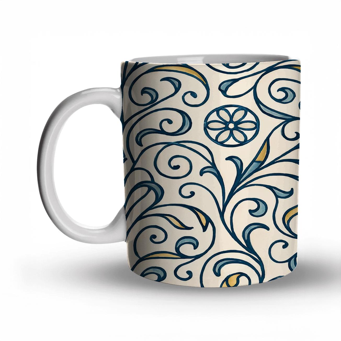 Jugendstil Celestial Vine Filigree ceramic coffee mugs