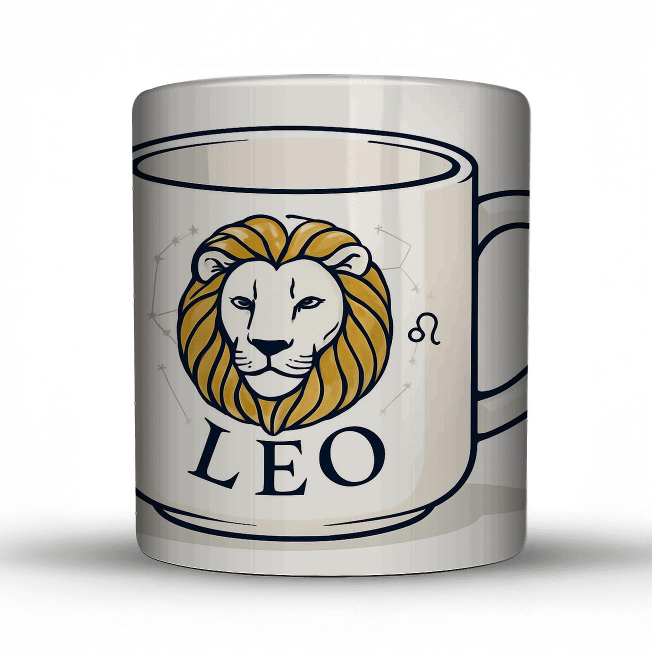 Leo Art Deco Zodiac Mug Line Art premium drinkware mugs
