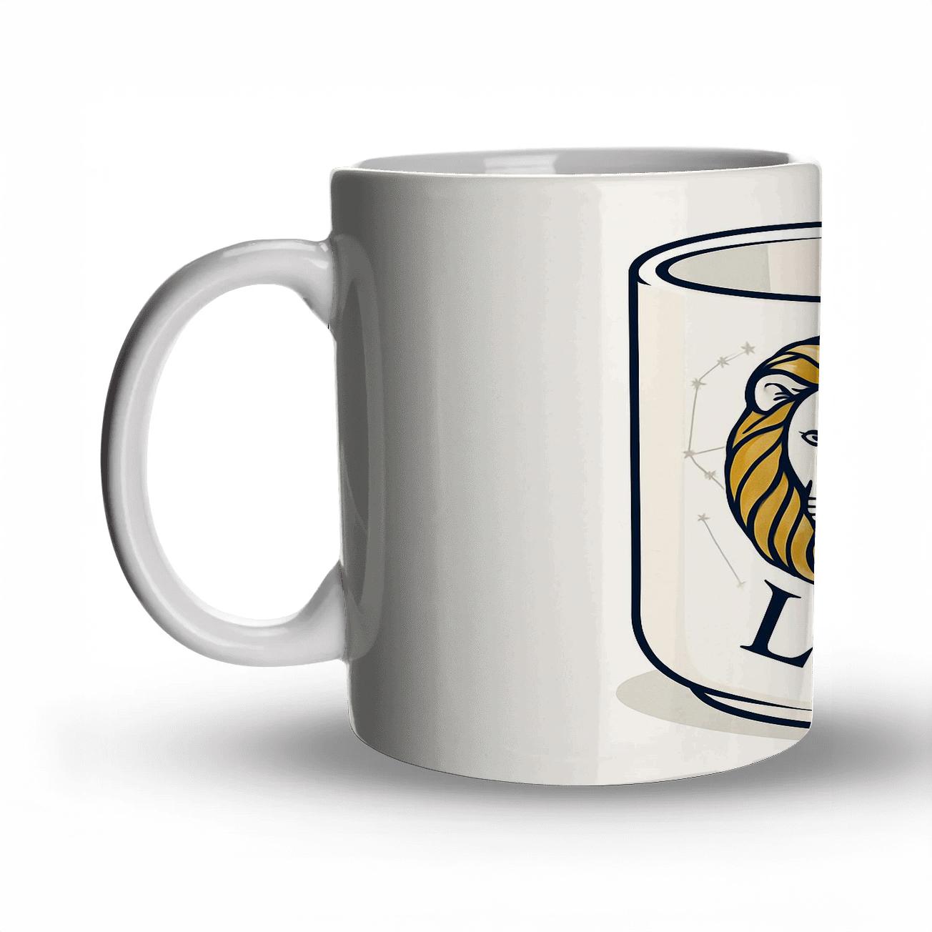 Leo Art Deco Zodiac Mug Line Art premium drinkware mugs