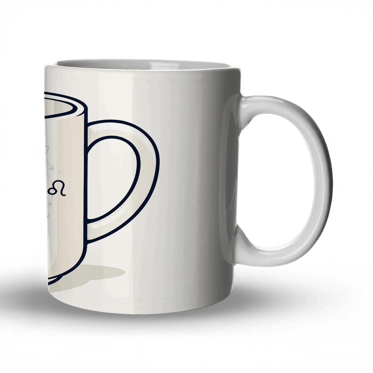 Leo Art Deco Zodiac Mug Line Art premium drinkware mugs