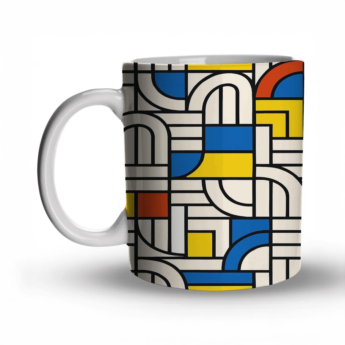 Ultramarine Bauhaus Weave Line Art decorative mug sets