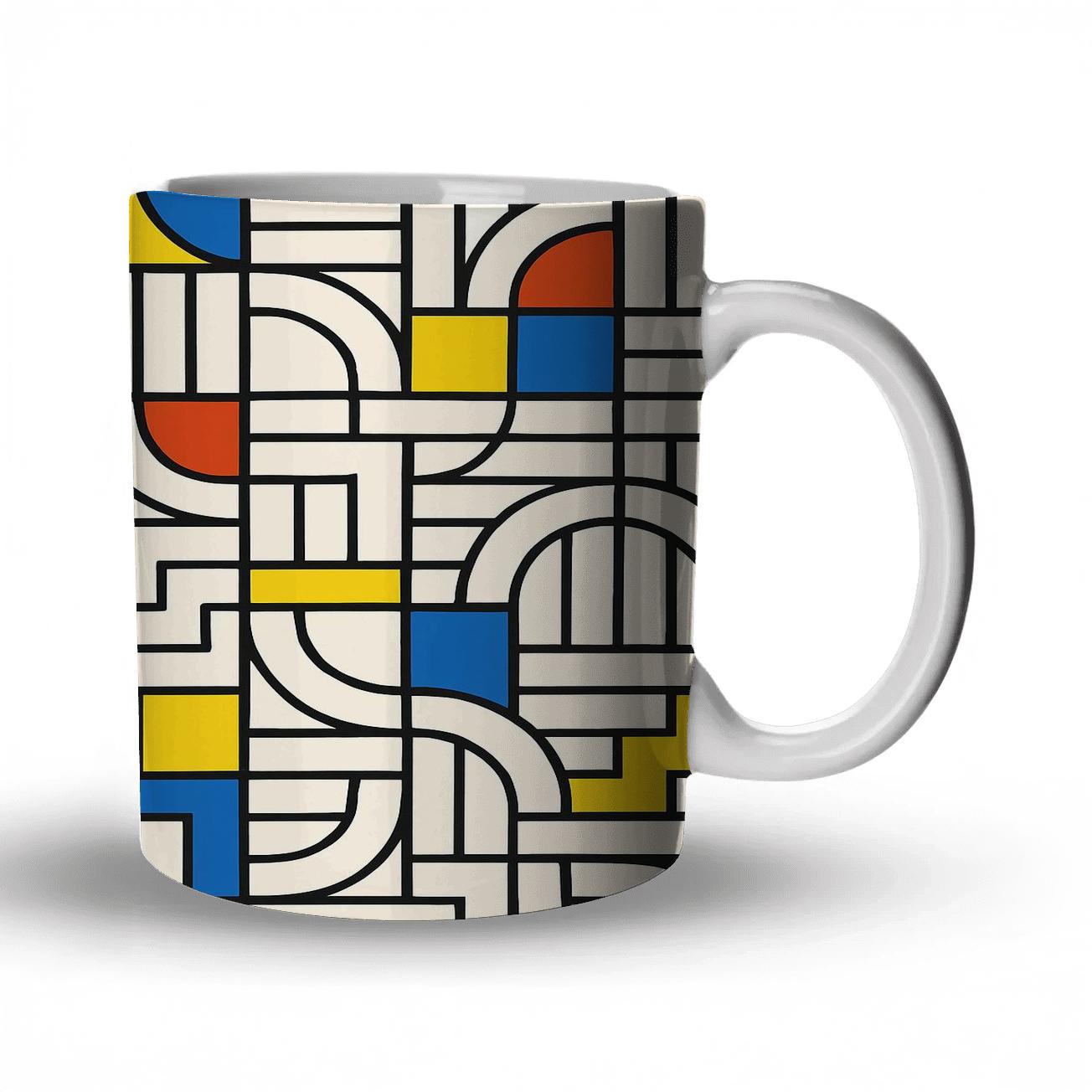 Ultramarine Bauhaus Weave Line Art decorative mug sets
