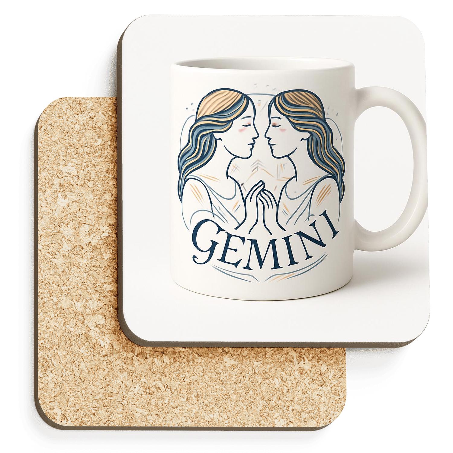 Gemini Twins Art Nouveau Constellation Duet decorative beverage coasters
