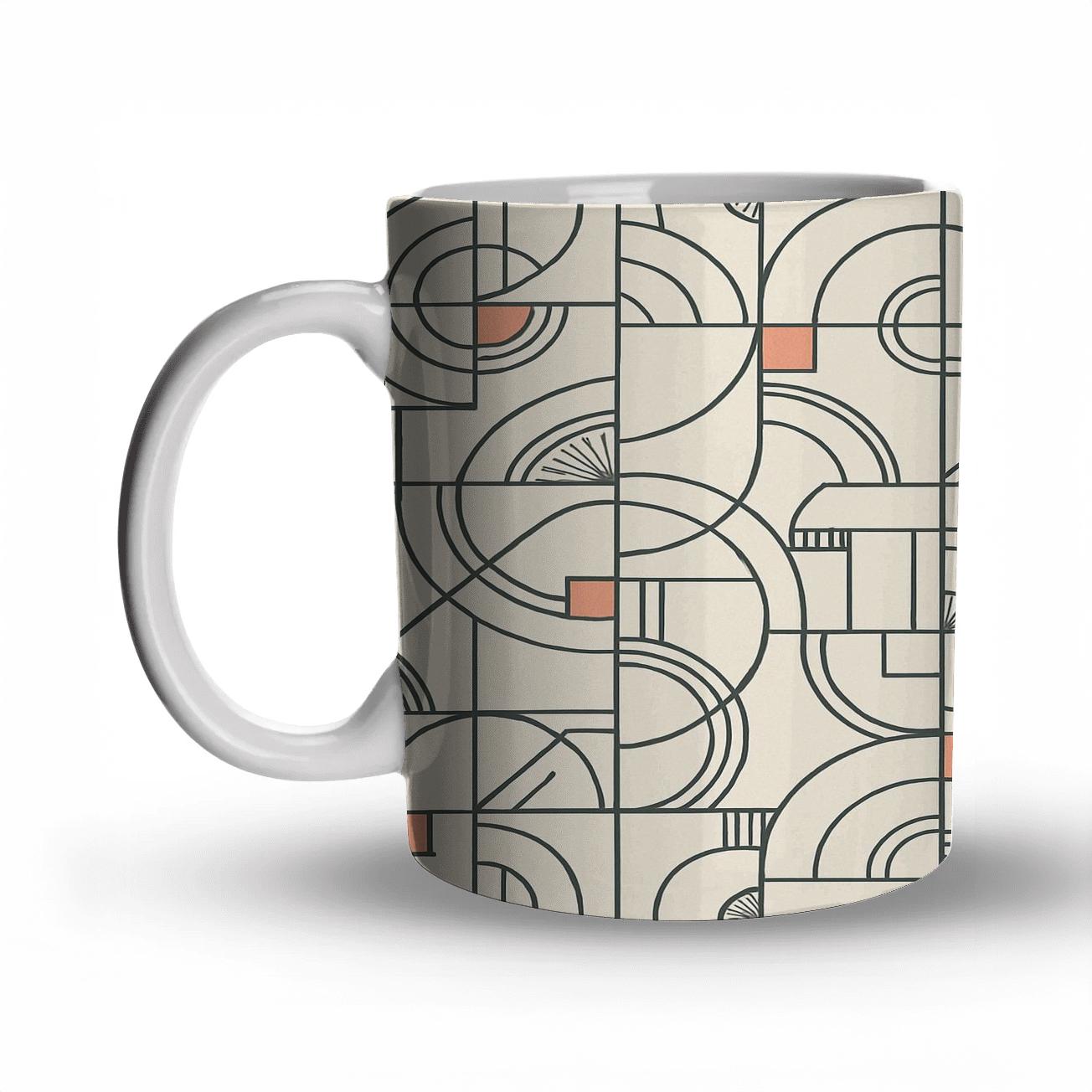 Bauhaus Comet Geometry With Deco Micro Ornaments custom printed mugs