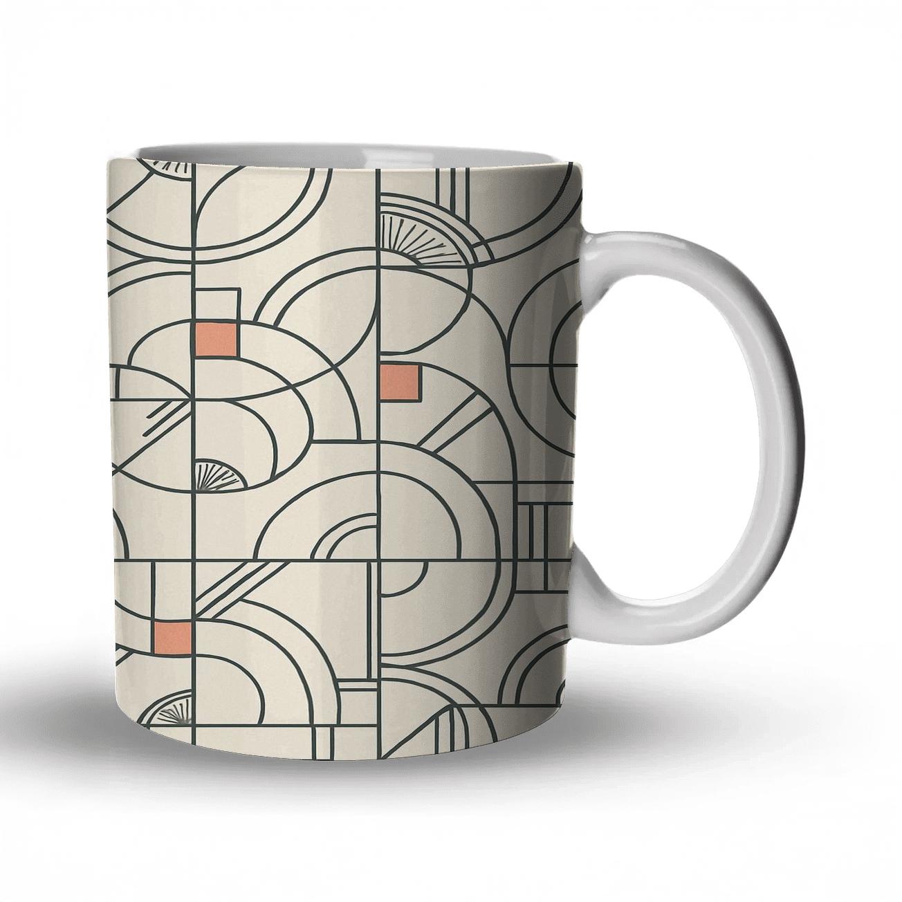 Bauhaus Comet Geometry With Deco Micro Ornaments custom printed mugs