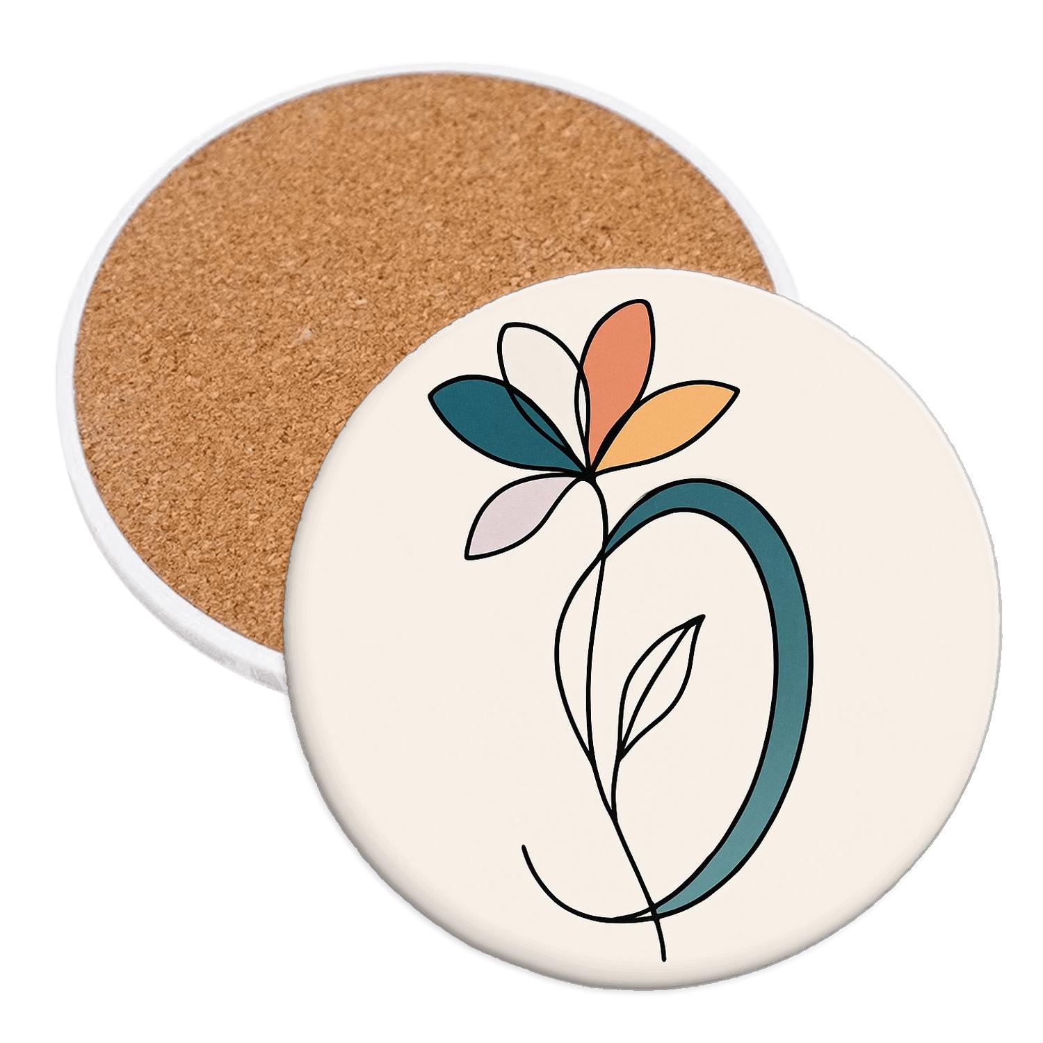 Orbit Bloom Contour decorative beverage coasters