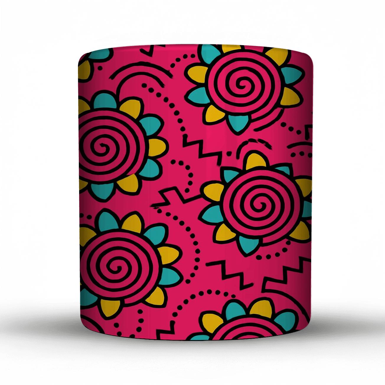 Memphis Comet Orbit Florals Line Art insulated thermal mugs