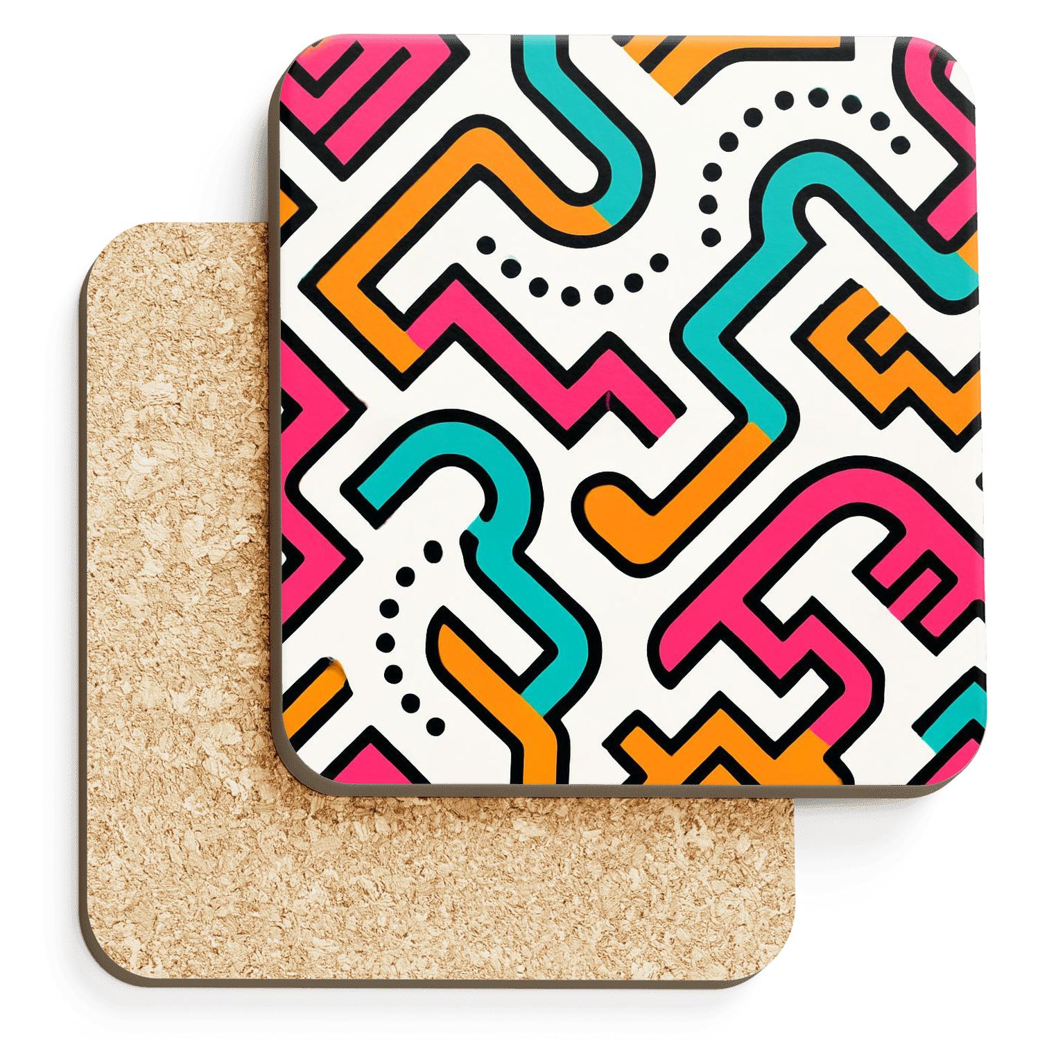 Fuchsia Memphis Milano Ornament Circuit cork coaster sets