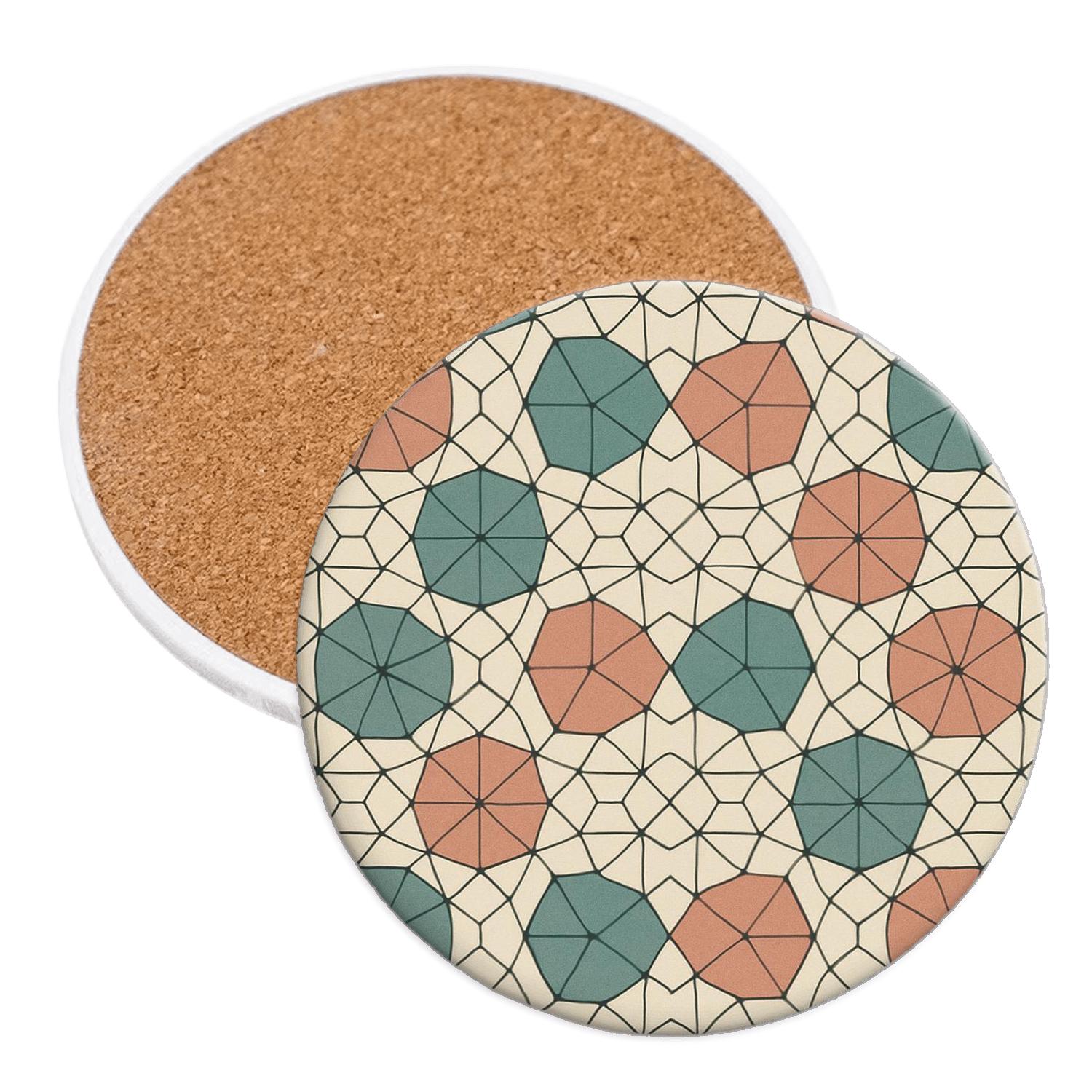 Islamic Girih Revival Decagon Minimal Network decorative beverage coasters