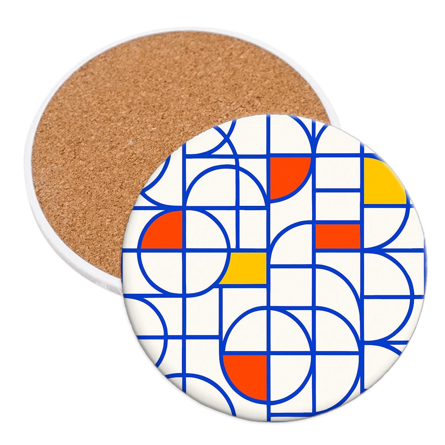 Ultramarine Bauhaus Weimar Rhythm Grid decorative beverage coasters