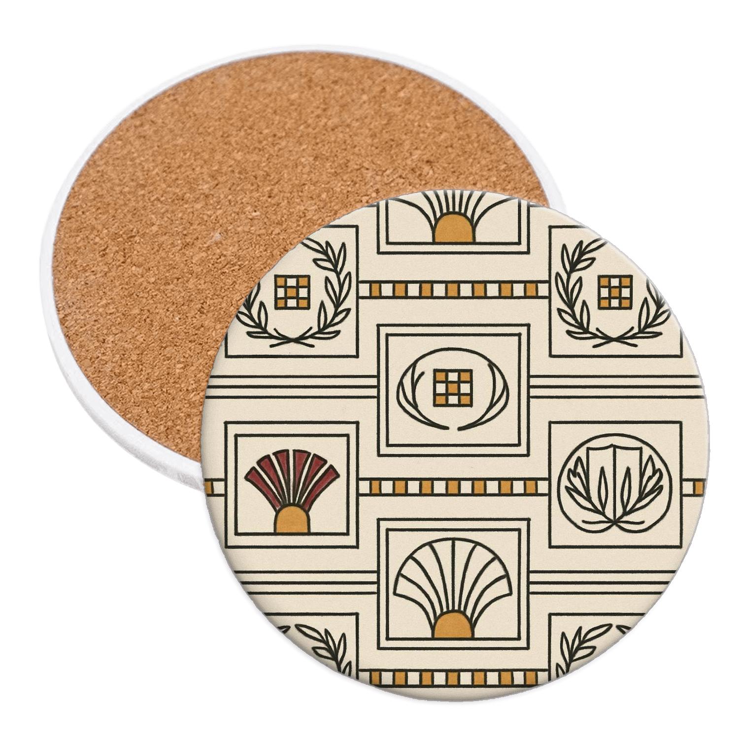 Vienna Secession Sunburst Laurel Geometry decorative beverage coasters