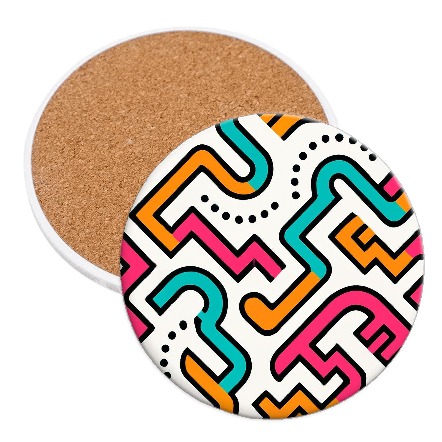 Fuchsia Memphis Milano Ornament Circuit wooden table coasters