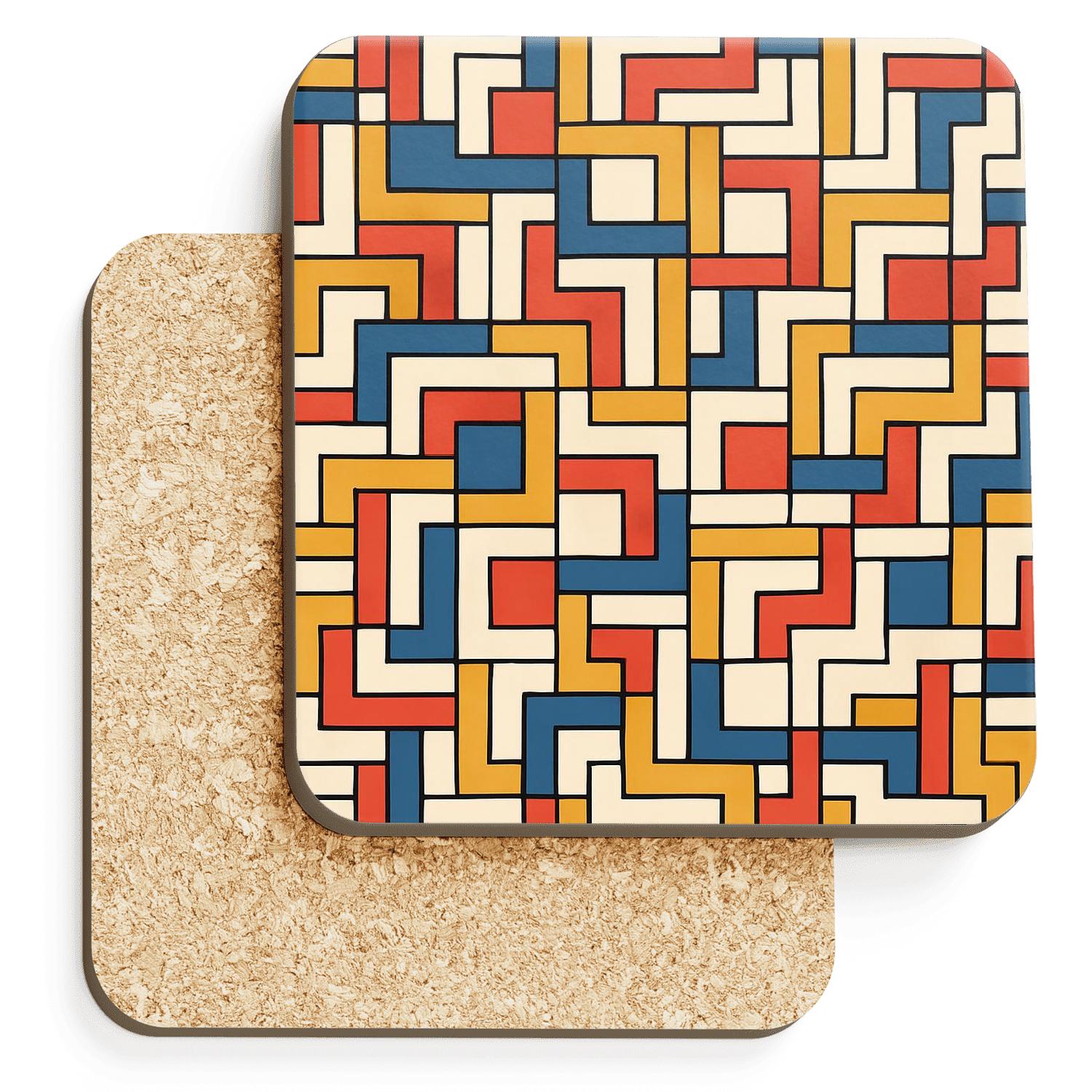Bauhaus Weave Grid Interlock absorbent drink coasters