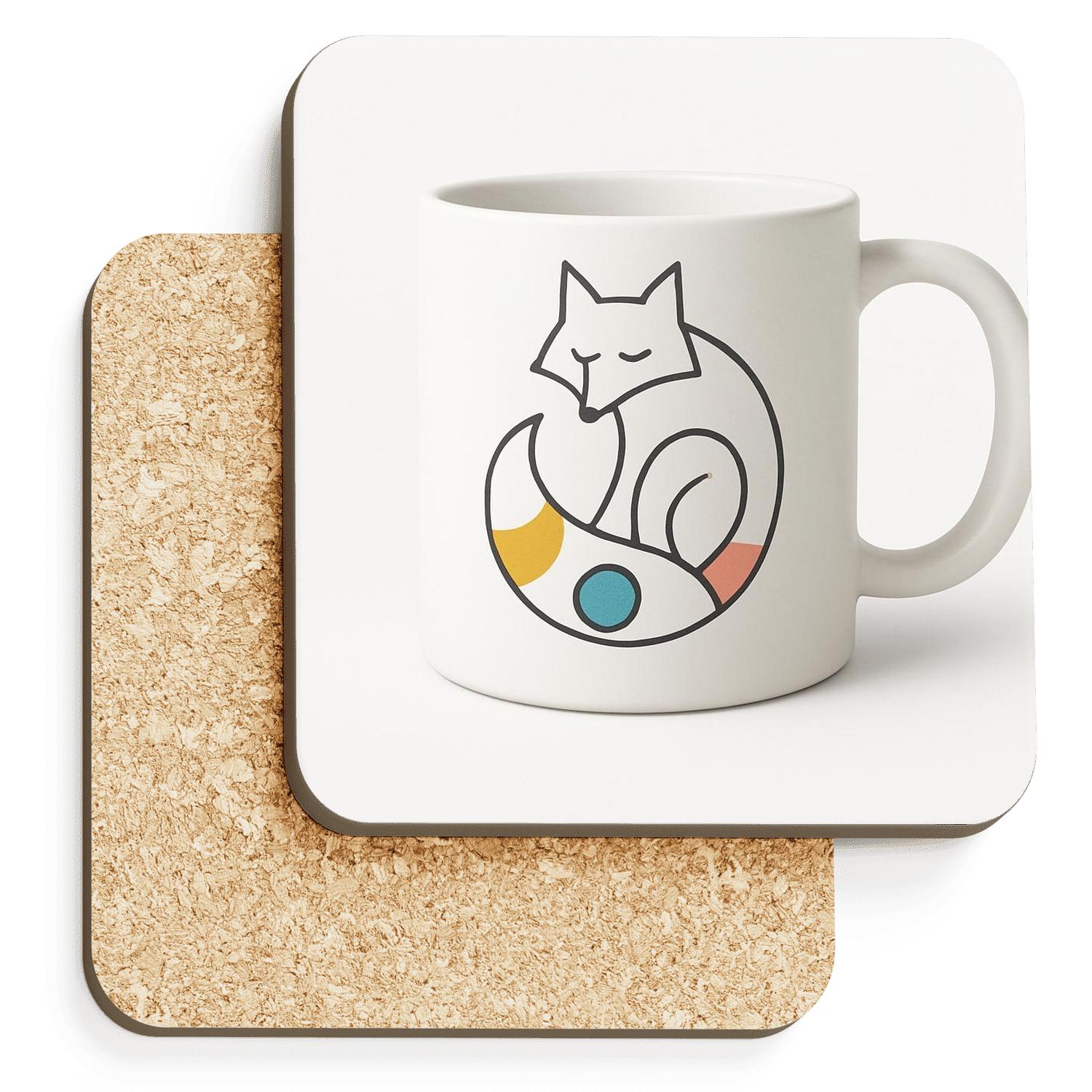 Bauhaus Fox Spiral Mug Line Art absorbent drink coasters