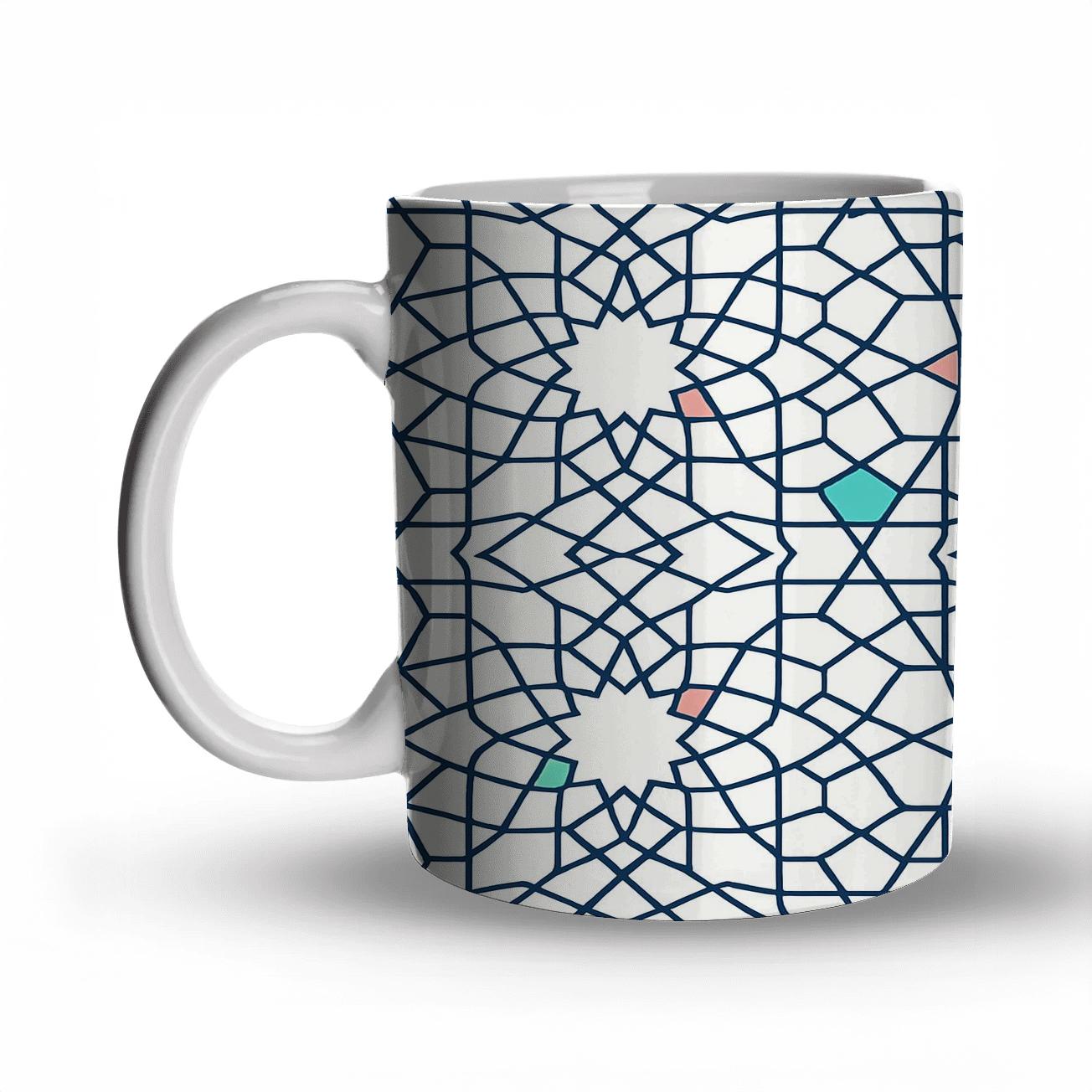 Girih Star Polygon Minimal Interlace novelty coffee mugs