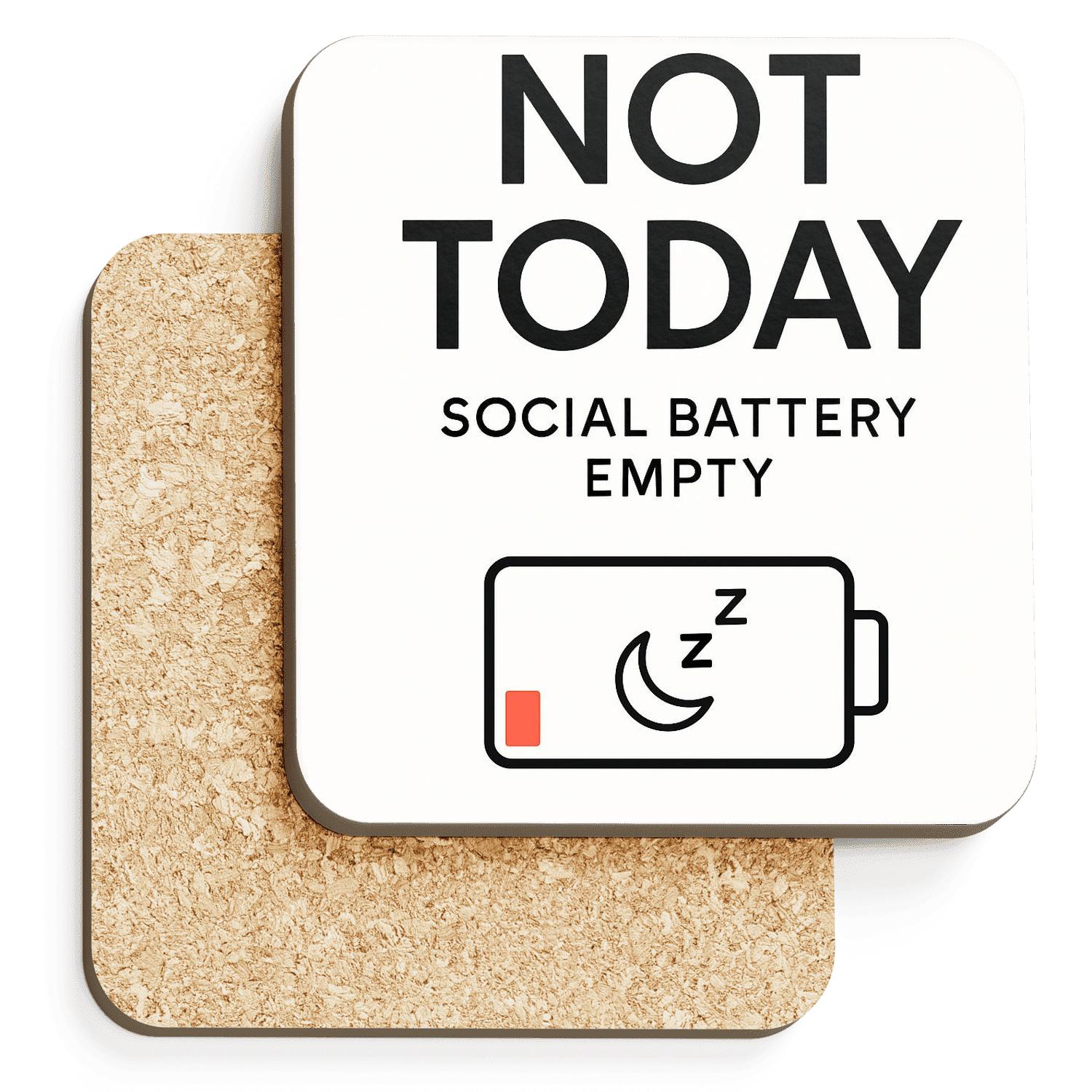 Social Battery Empty Lunar Gauge custom engraved coasters