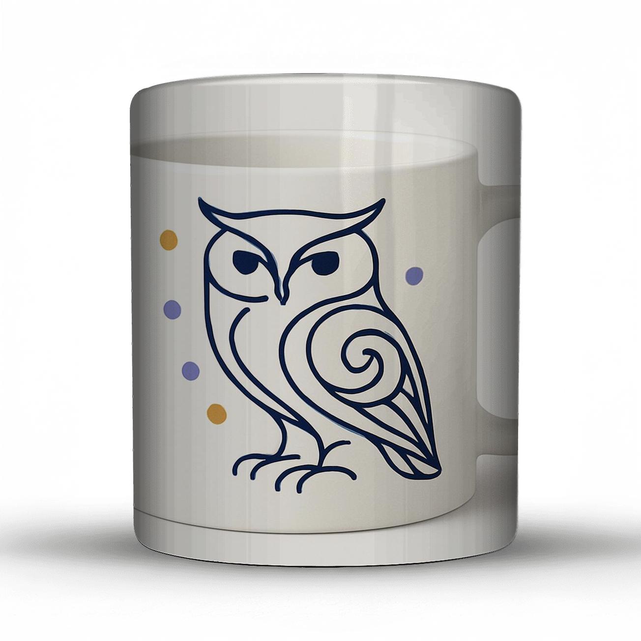 Indigo Owl Art Nouveau Feather Medallion gift mugs for occasions