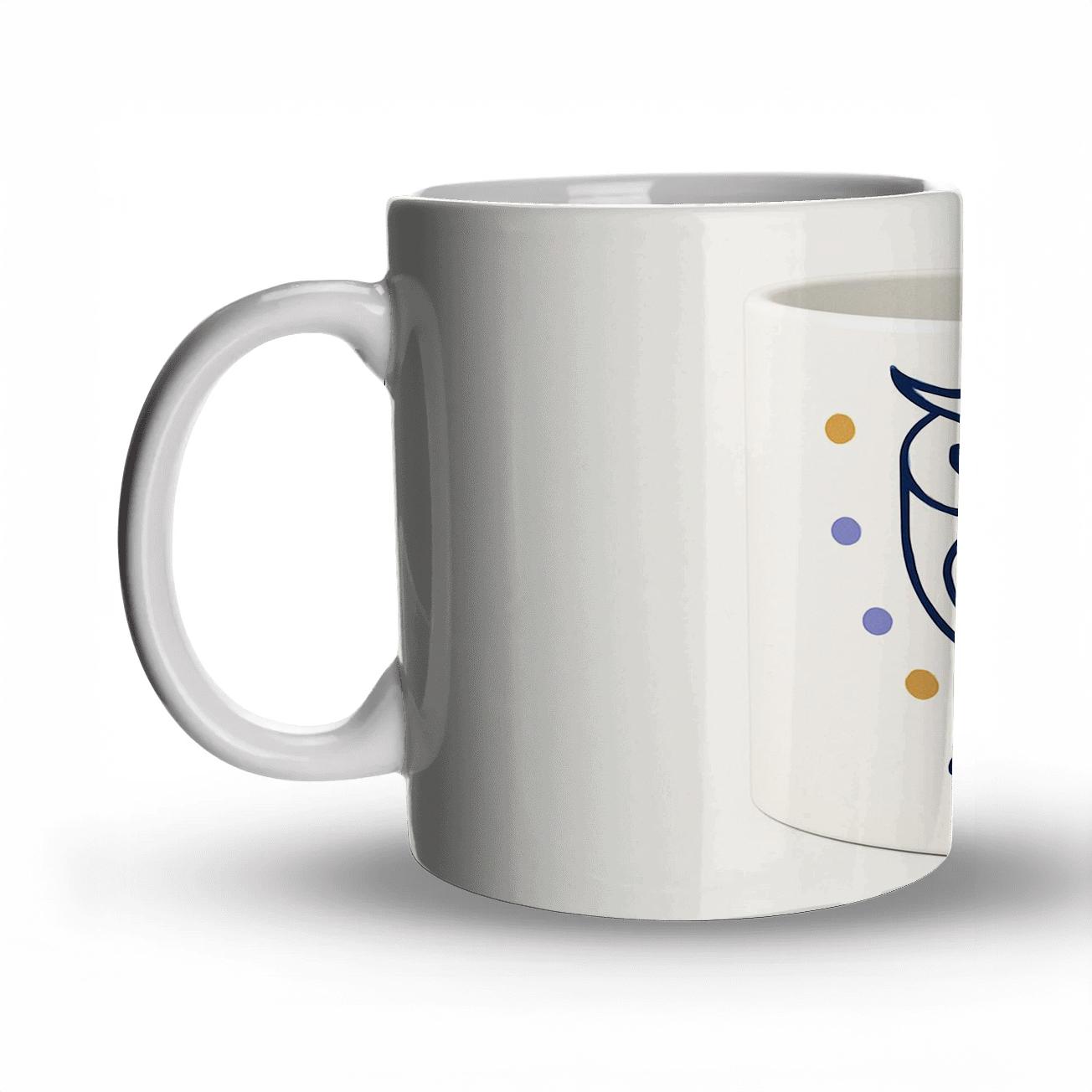 Indigo Owl Art Nouveau Feather Medallion gift mugs for occasions