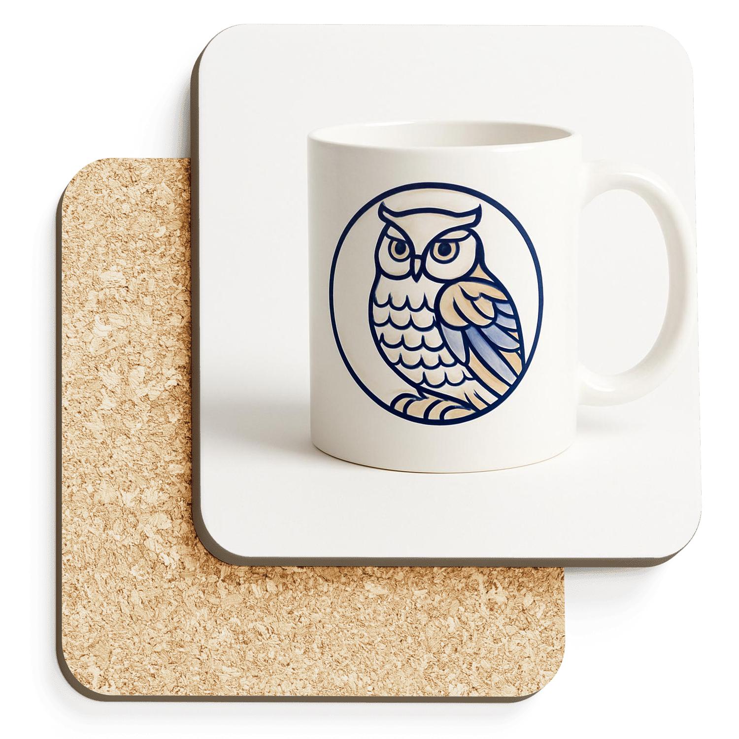 Ukiyoe Owl Crest Minimal Pattern Mug elegant tabletop coasters