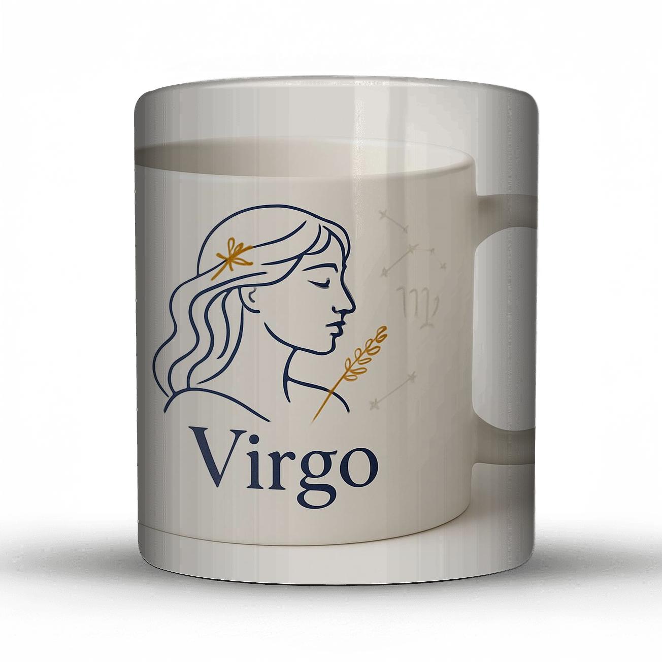 Virgo Celestial Maiden Line Art Mug Design premium drinkware mugs