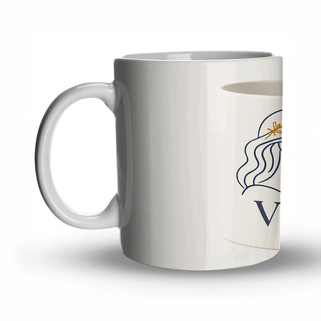 Virgo Celestial Maiden Line Art Mug Design premium drinkware mugs