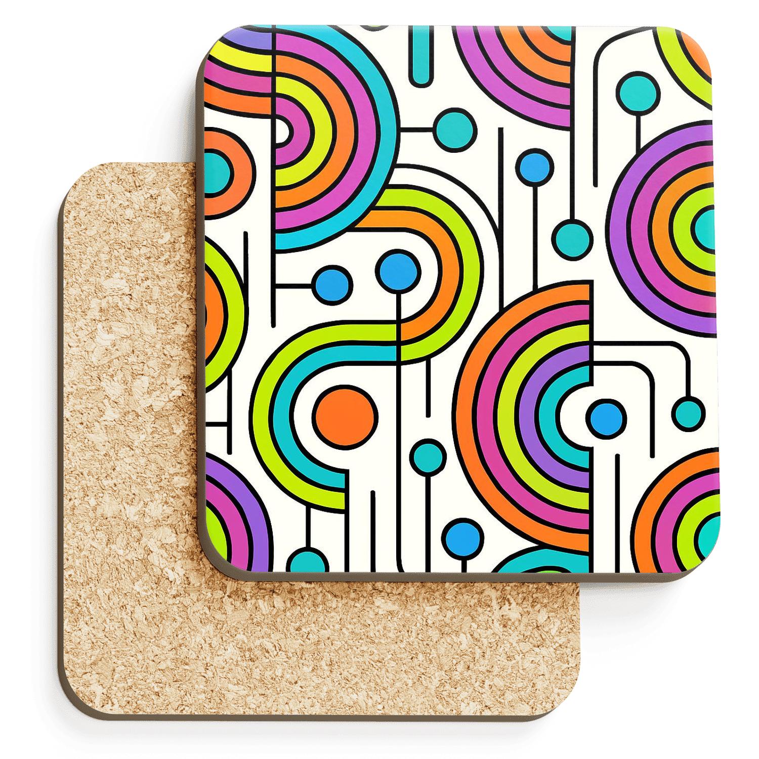 Op Art Ulm Circuit Bloom custom engraved coasters