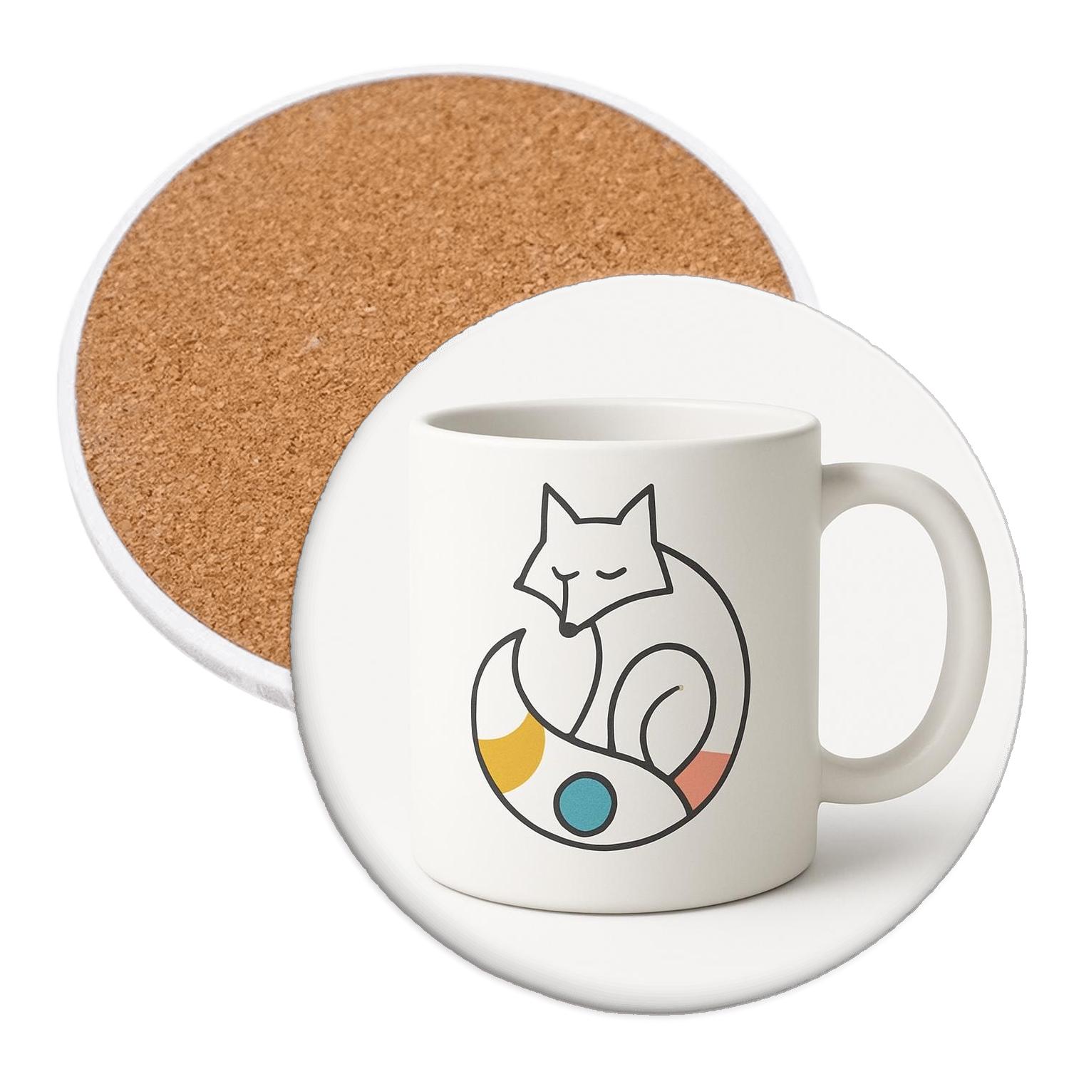 Bauhaus Fox Spiral Mug Line Art coasters for home decor