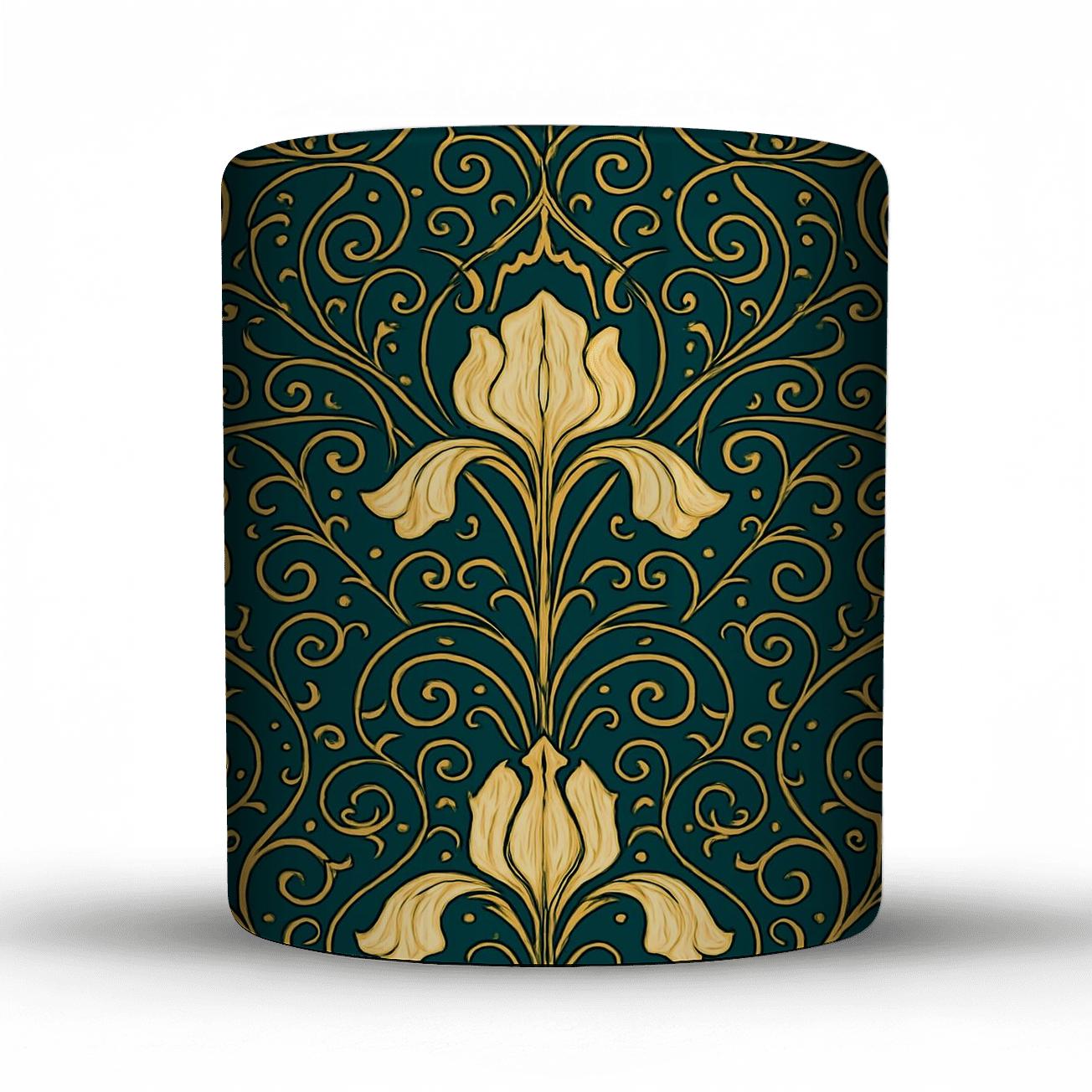 Art Nouveau Comet Iris Filigree Tile travel mugs with handles