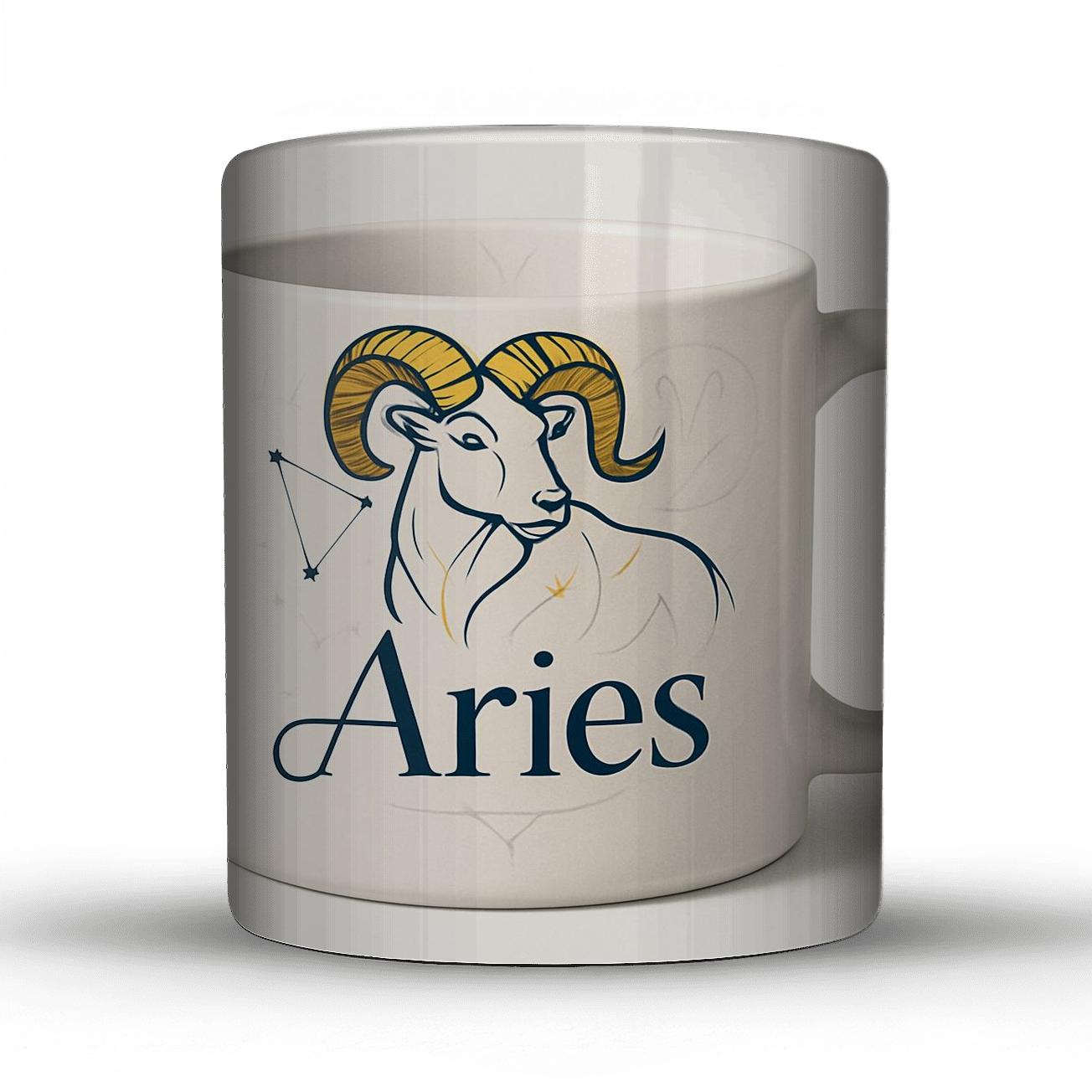 Aries Celestial Ram Gold Foil And Navy Minimal Line Art travel mugs with handles