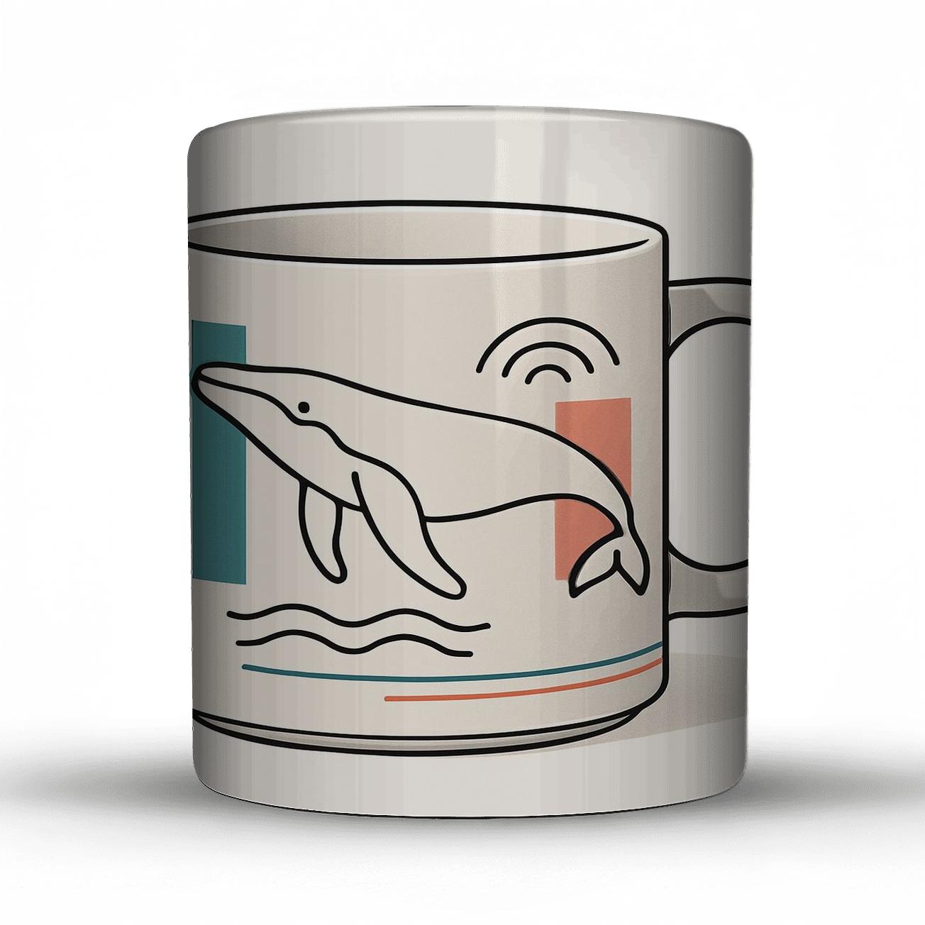 Bauhaus Meets Pacific Whale Flow Line Pattern custom printed mugs