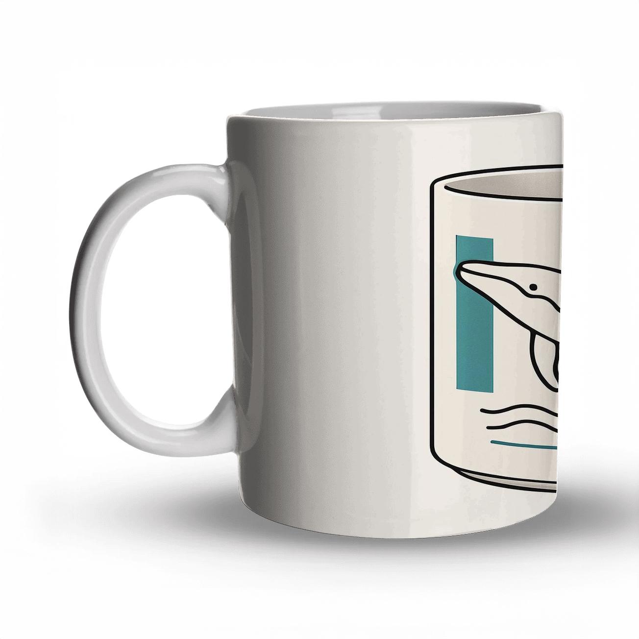 Bauhaus Meets Pacific Whale Flow Line Pattern custom printed mugs