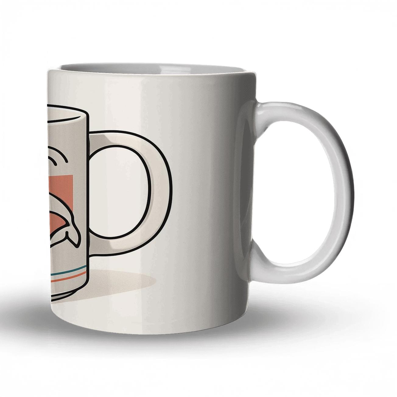 Bauhaus Meets Pacific Whale Flow Line Pattern custom printed mugs
