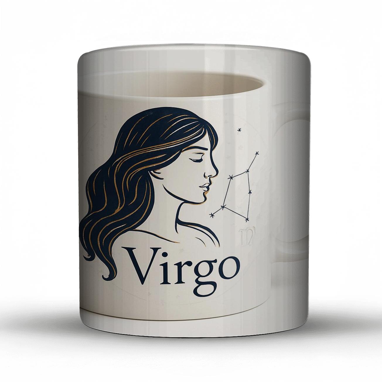 Virgo Astral Maiden Gold Foil And Navy Minimal Line Art custom printed mugs