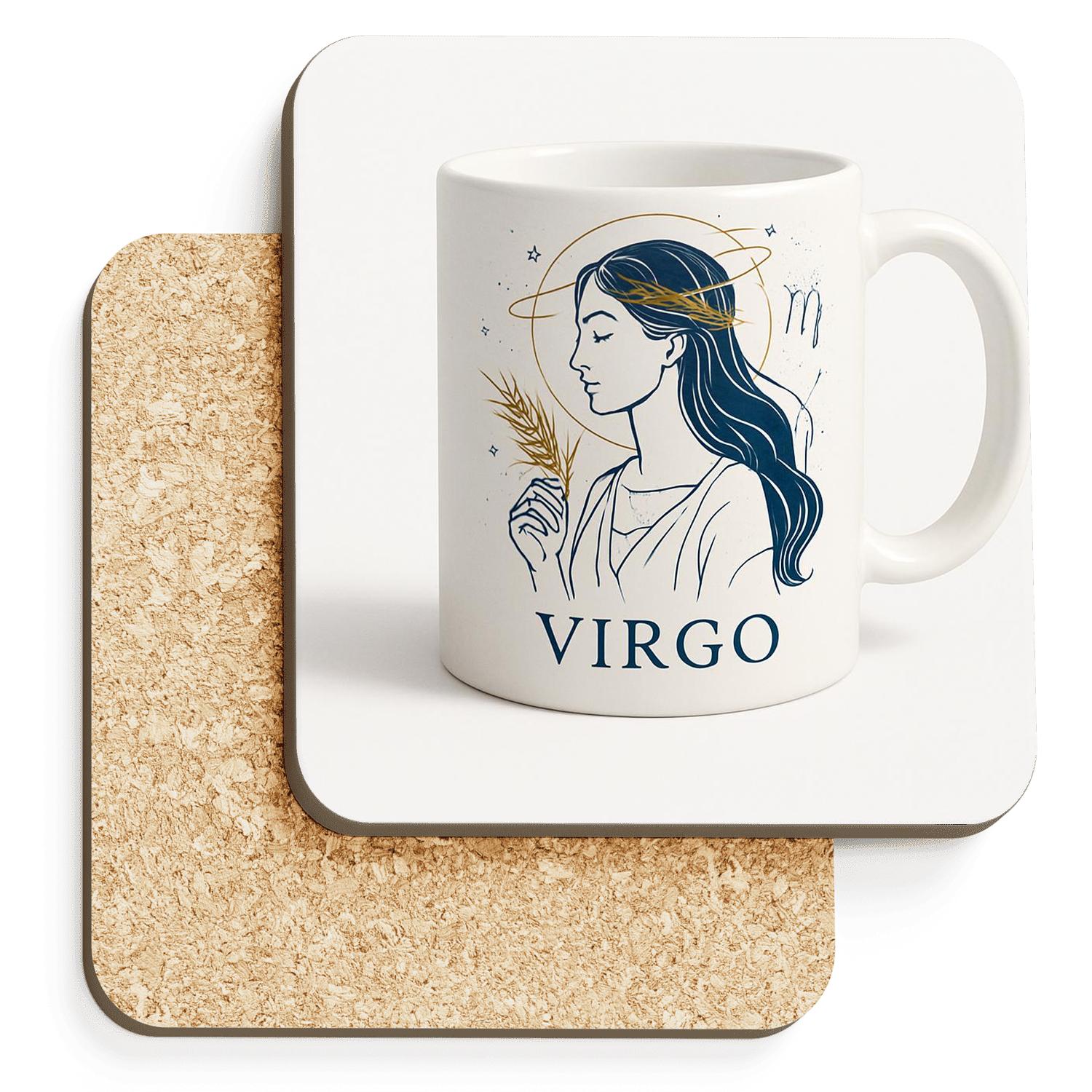 Virgo Maiden Renaissance Star Chart Minimal Line Art Mug wooden table coasters