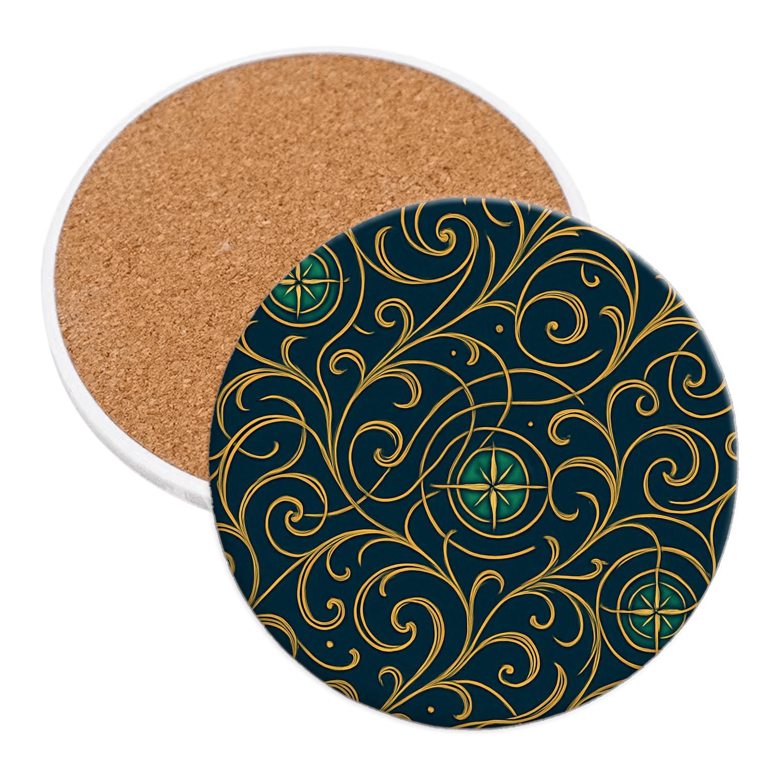 Art Nouveau Star Cartography Vines absorbent drink coasters