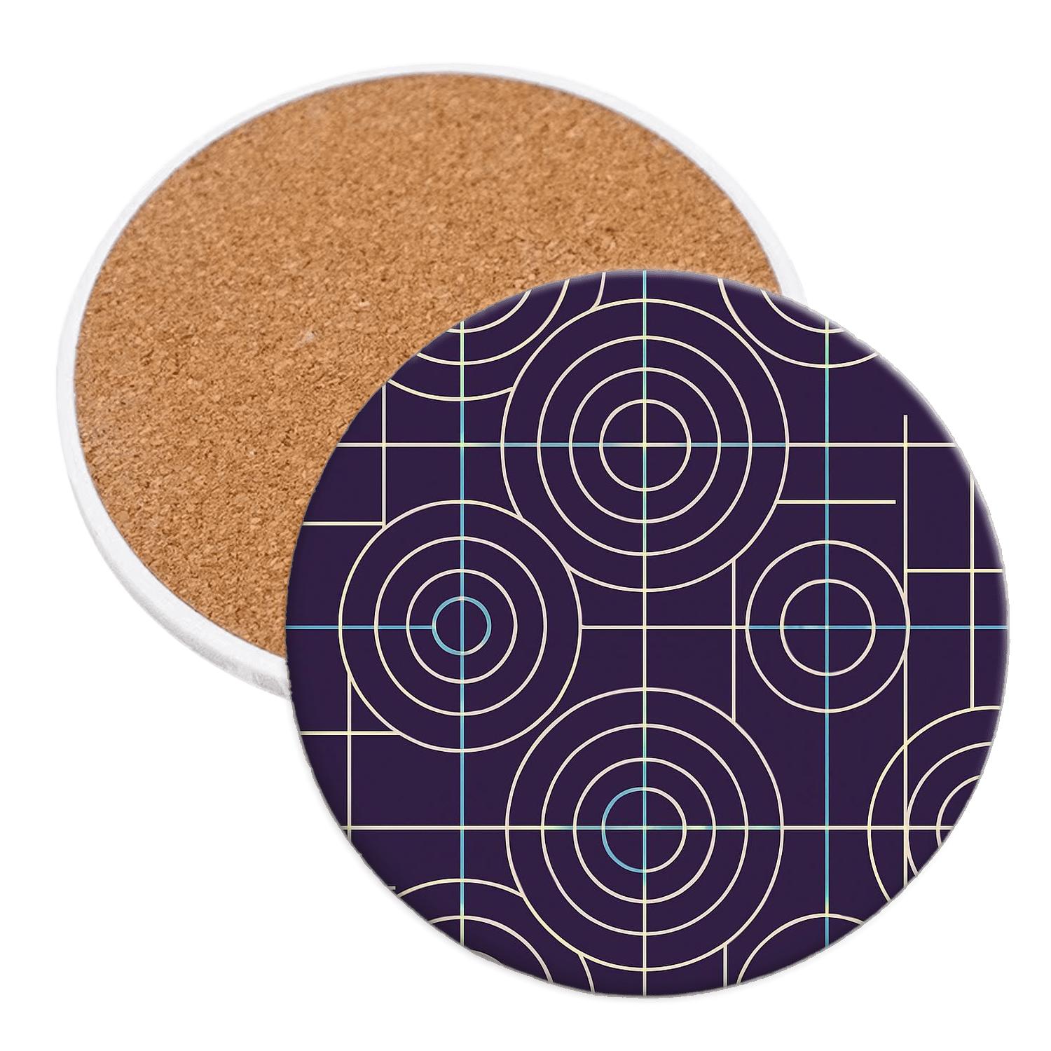 Ultraviolet Bauhaus Orbit Grid cork coaster sets