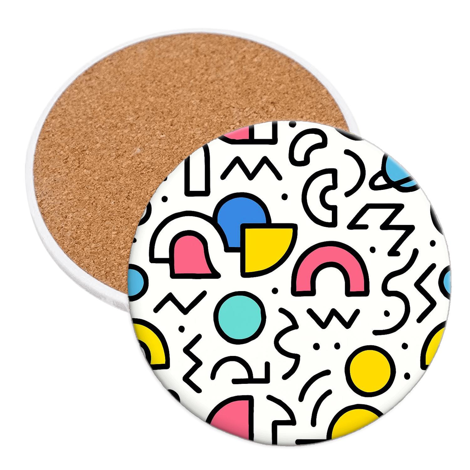 Neo Memphis Orbit Glyphs stone coaster collections