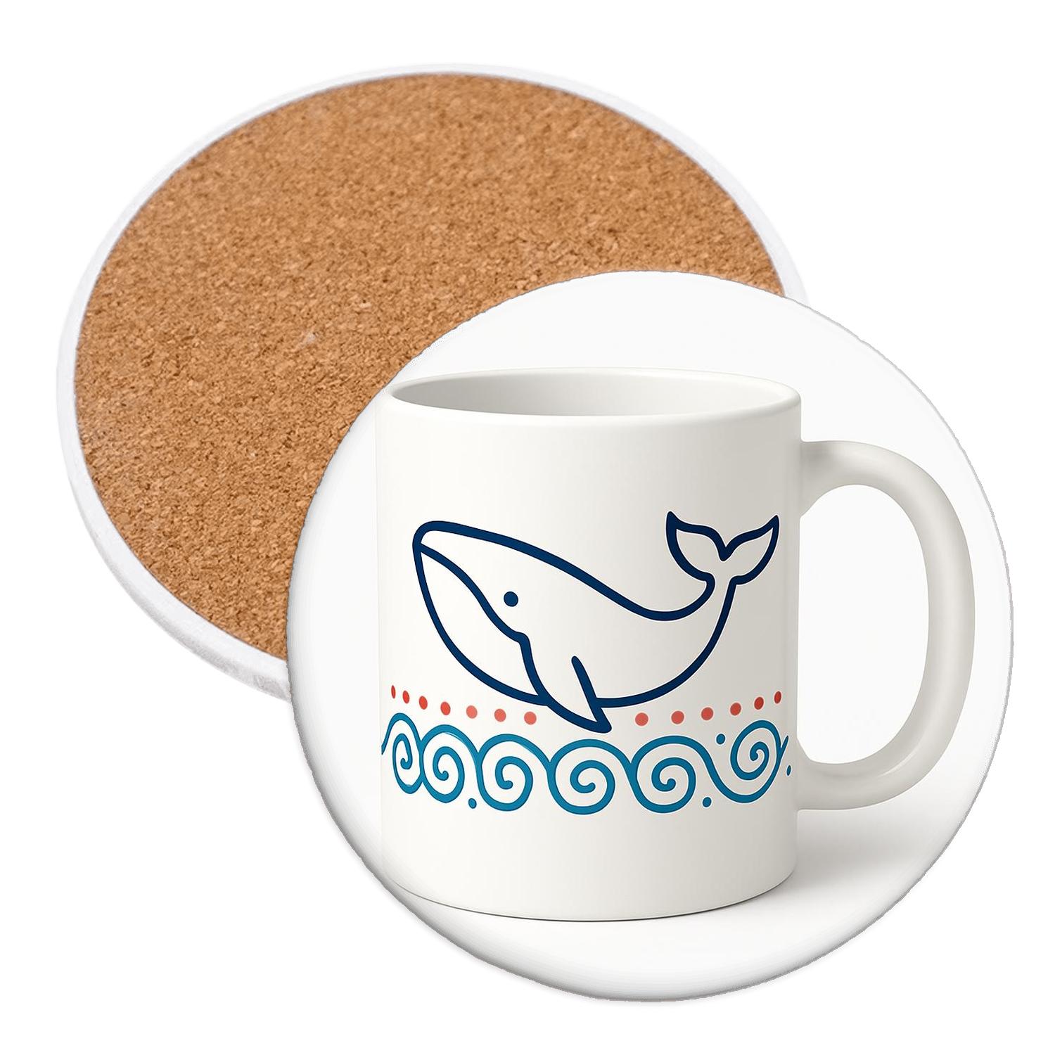 Ainu Pattern Whale Spiral Mug Line Art custom engraved coasters