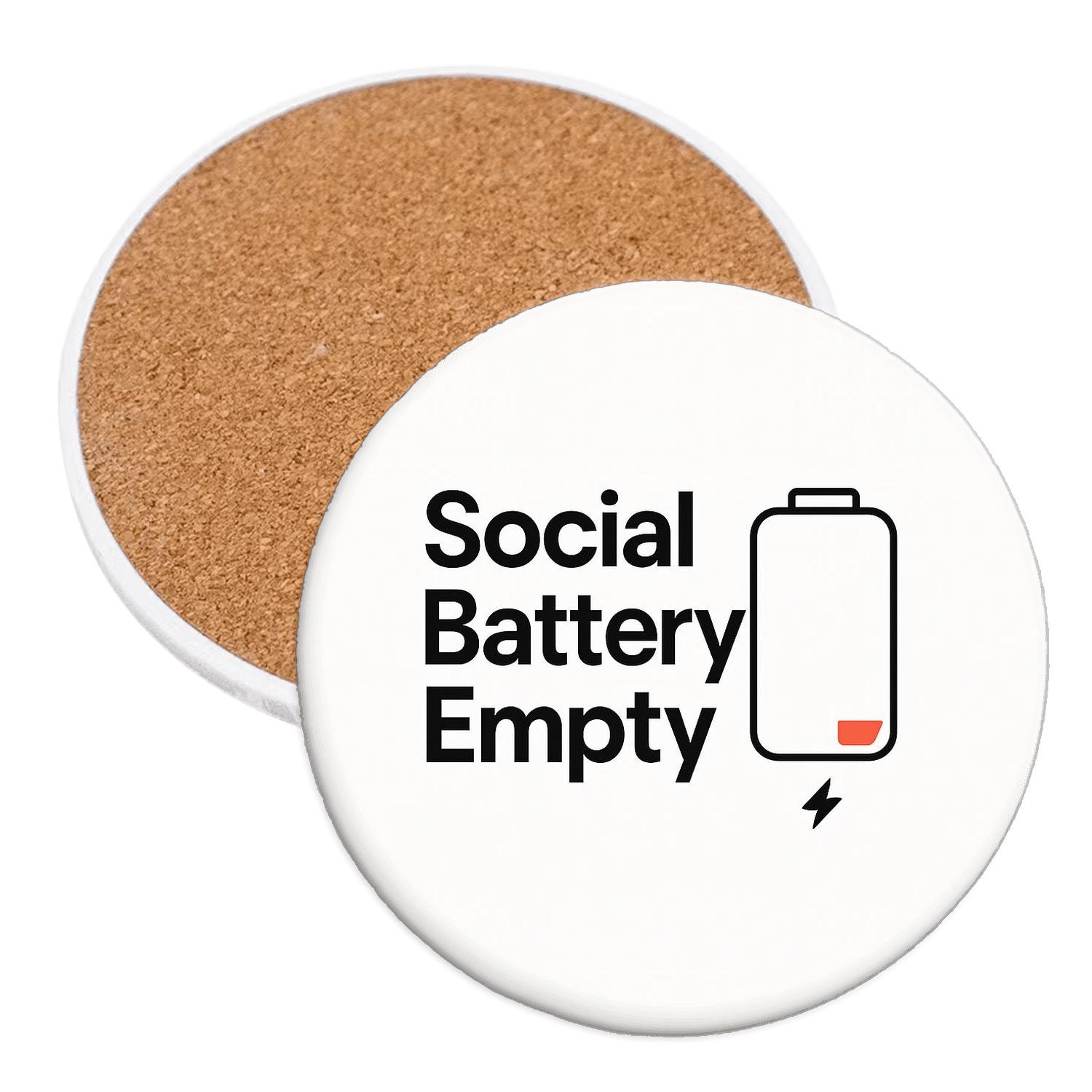 Social Battery Empty cork coaster sets