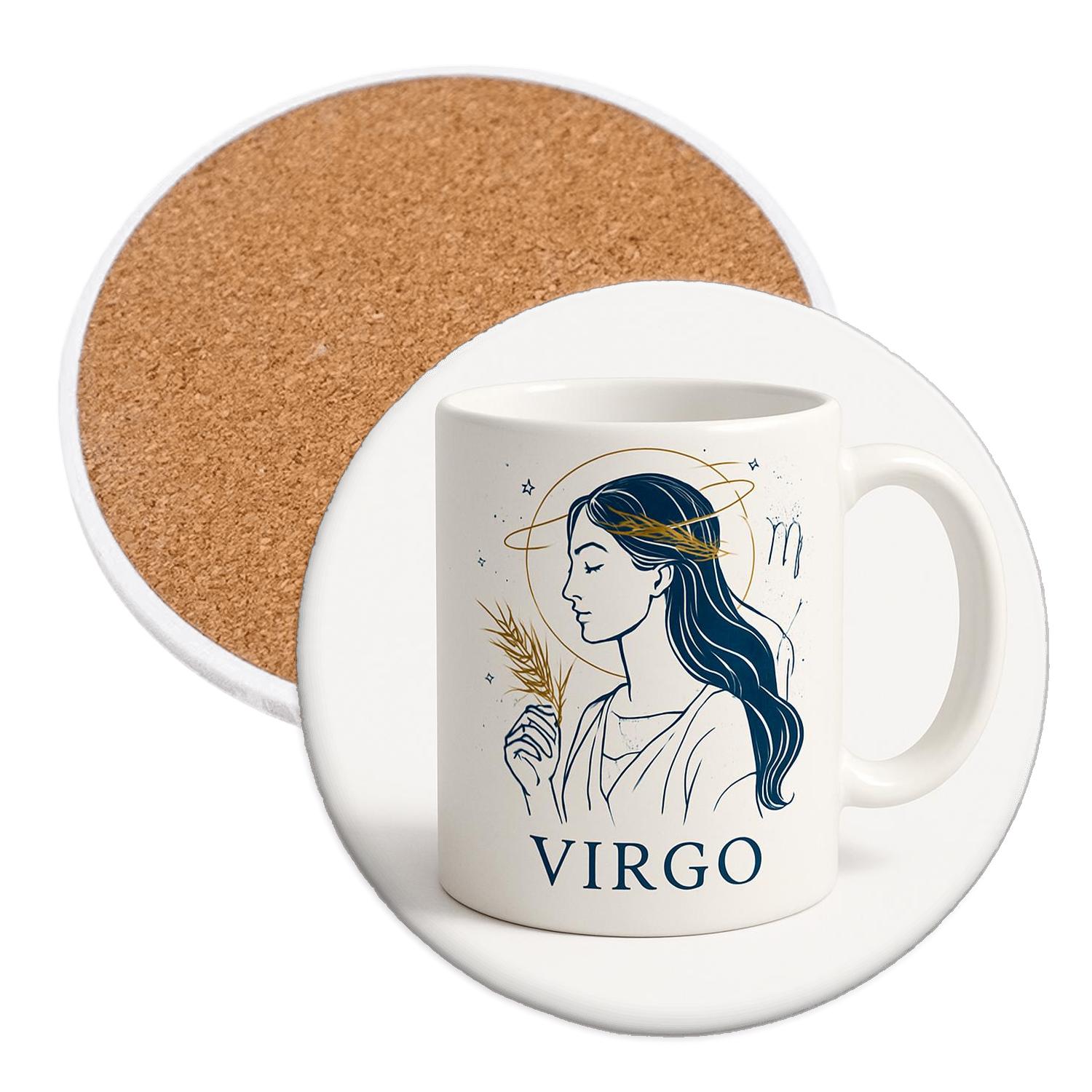 Virgo Maiden Renaissance Star Chart Minimal Line Art Mug elegant tabletop coasters