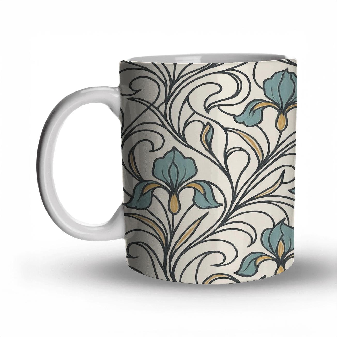 Art Nouveau Whiplash Iris Lattice gift mugs for occasions