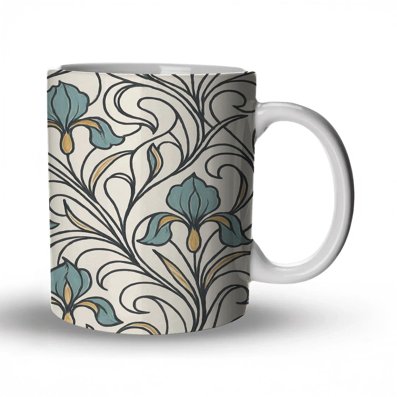 Art Nouveau Whiplash Iris Lattice gift mugs for occasions