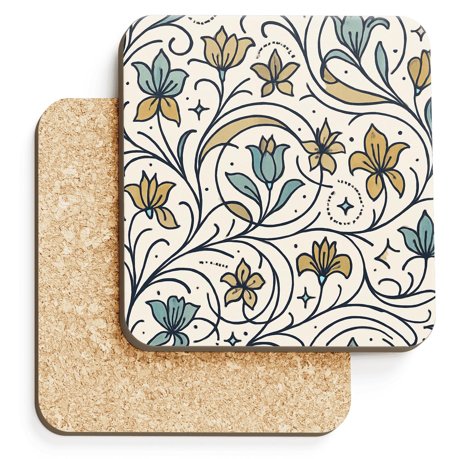Art Nouveau Orbit Vine Pattern absorbent drink coasters