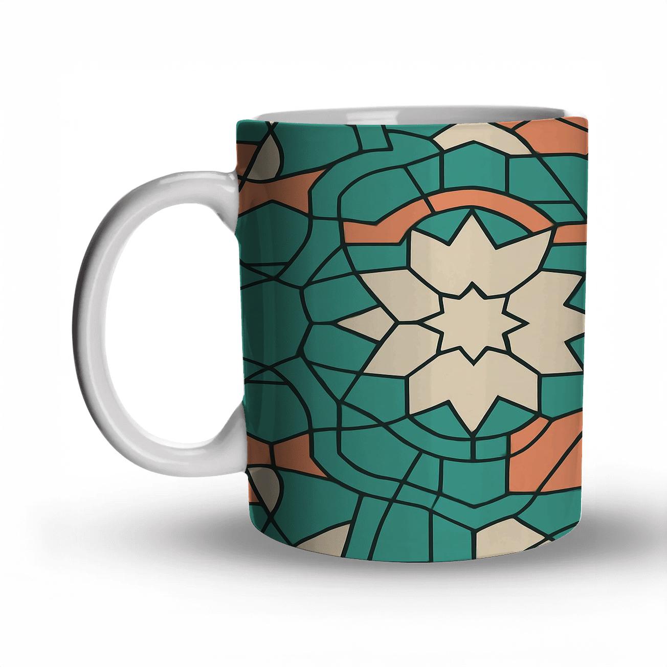 Islamic Girih Pulsar Weave ceramic coffee mugs